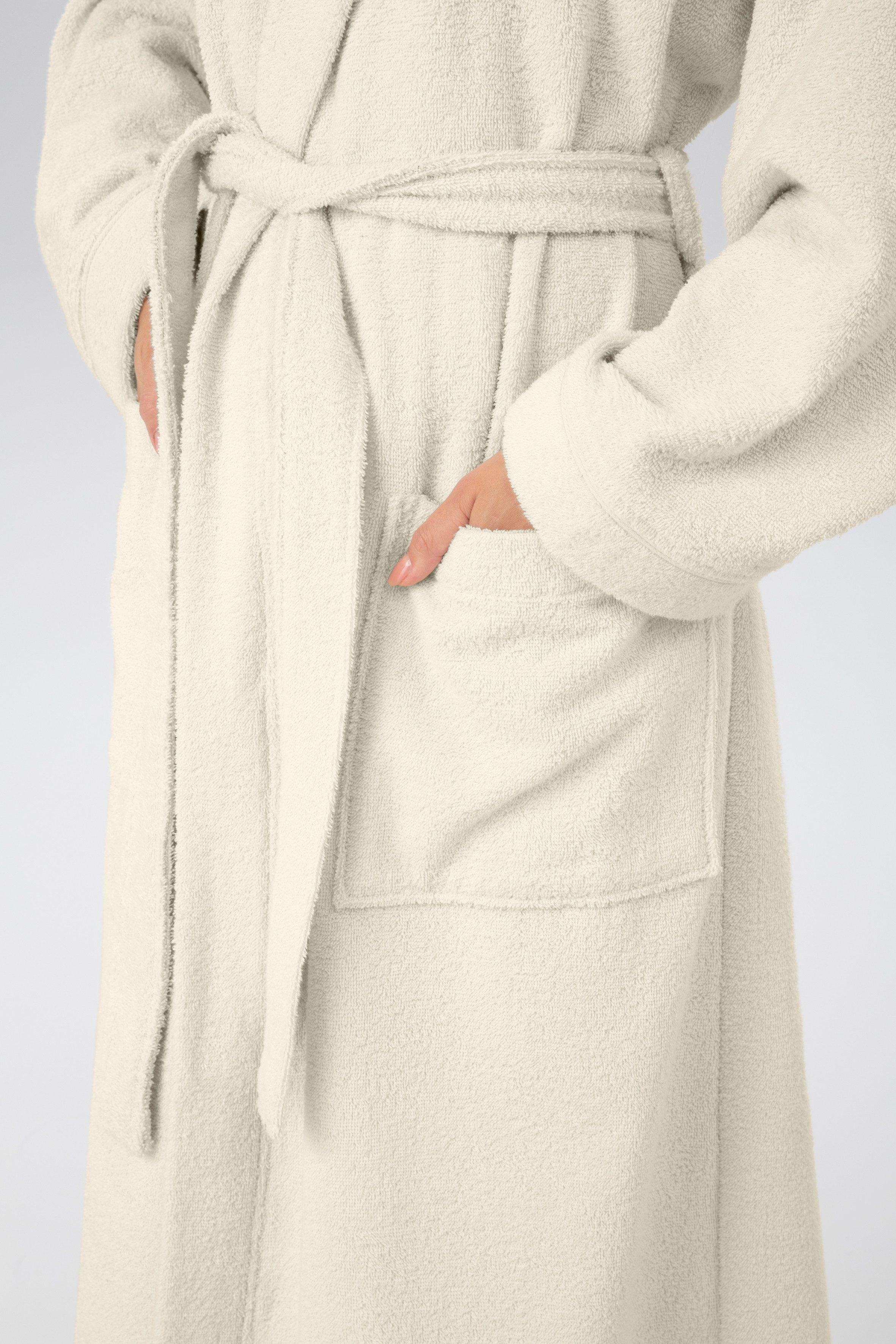 OTTO home Unisex-Bademantel Sanremo, ideal für Sauna & Spa, Hotelbademantel, Morgenmantel, Langform, Baumwolle, Kapuze, Gürtel, mit Taschen, Damen & Herren Bade – Bild 5 von 5