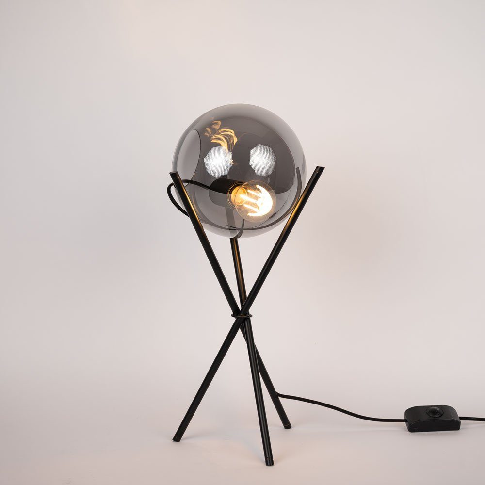 s.luce Tischleuchte Glas-Tischlampe Sphere 20cm Schwarz/Rauch