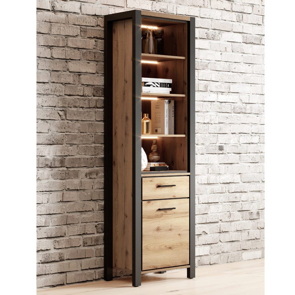 Lomadox Wohnwand ACCRA-83, (3-St), Moderne in Taurus Eiche Nb. mit Beleucht günstig online kaufen