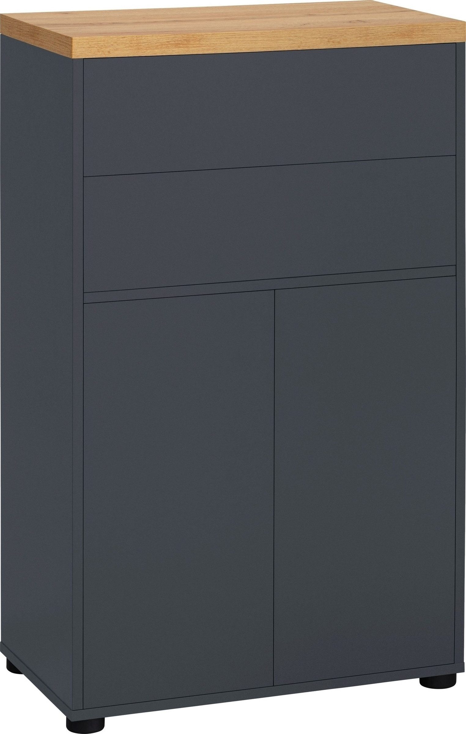 freiraum Midischrank Vinga 1 Tür, 2 Schubladen, in Grau - 60x102x35cm (BxHxT)