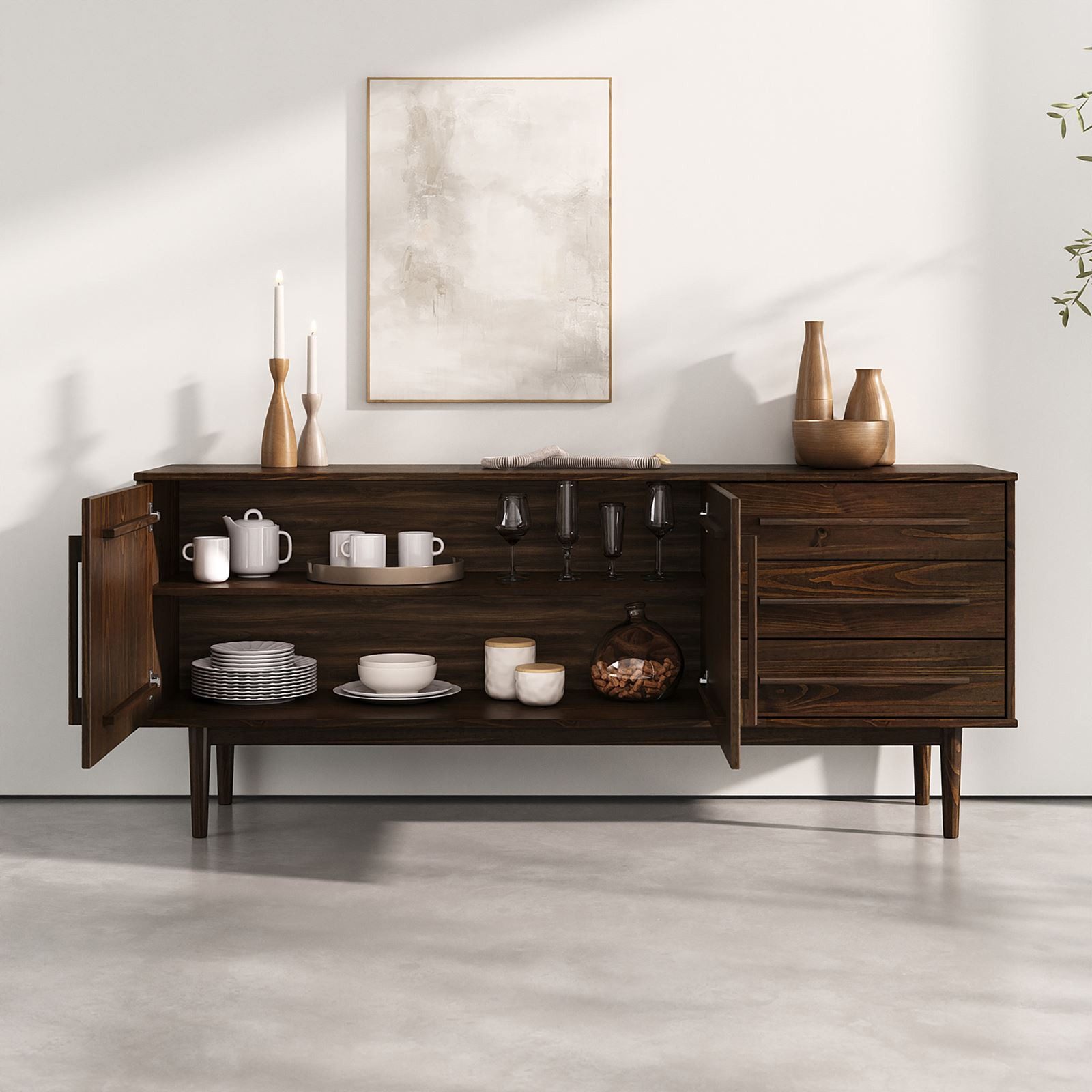IDIMEX Sideboard TECCA, Wohnzimmer Kommode mit Türen 3 Schubladen Massivhol günstig online kaufen