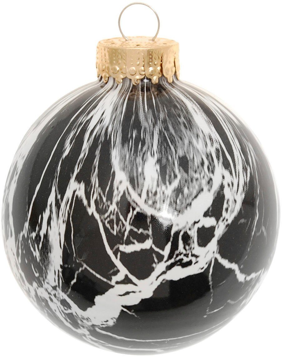 8 Weihnachtsbaumkugel Christbaumkugeln Marmoroptik, aus Ø Lauscha (1 Spezial-Glaskugel, ca. Weihnachtsdeko, cm Christbaumschmuck, St), Glas Krebs Glas