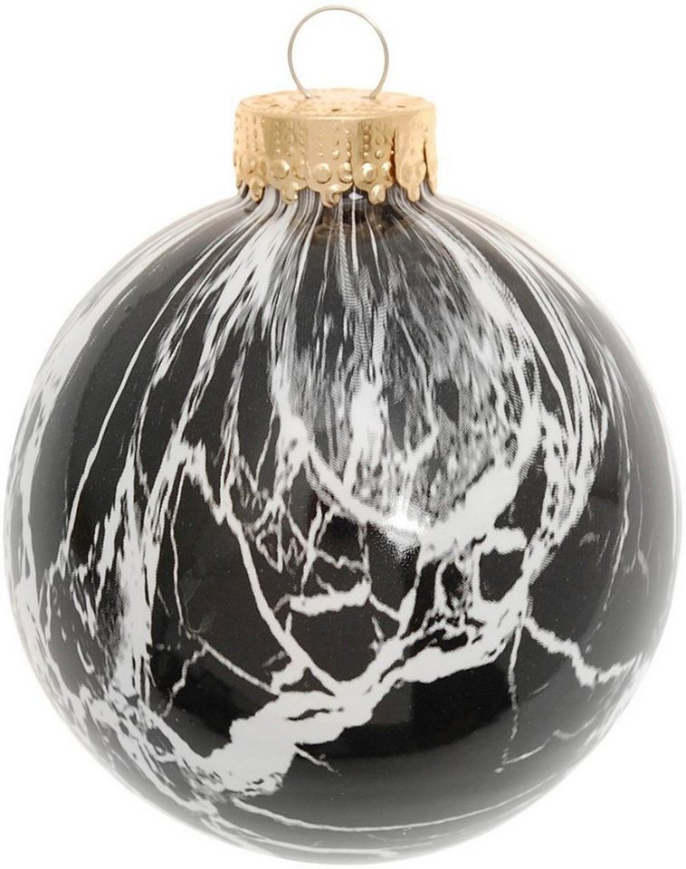 Krebs Glas Lauscha Weihnachtsbaumkugel Spezial-Glaskugel, Marmoroptik, Ø  ca. 8 cm (1 St), Weihnachtsdeko, Christbaumschmuck, Christbaumkugeln aus  Glas