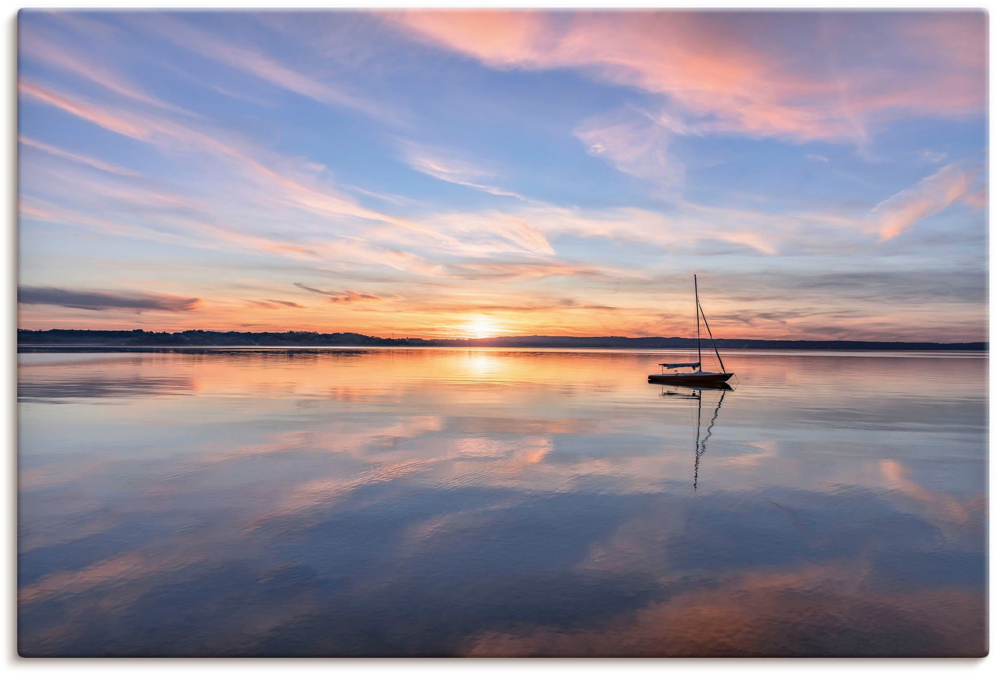 Artland Leinwandbild Sonnenuntergang am Starnberger See II, Bilder vom Sonnenuntergang & -aufgang (1 St), auf Holzrahmen gespannt