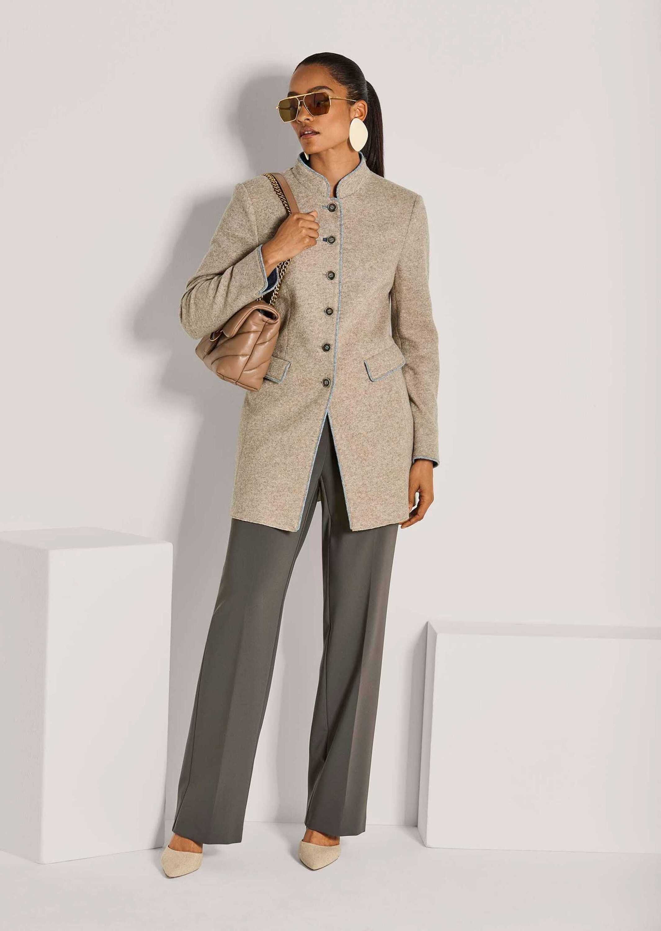 MADELEINE Longblazer Eleganter Mantel in moderner Long-Form Schlanker Schnitt mit Stehkragen und Knopfleiste, Langarm