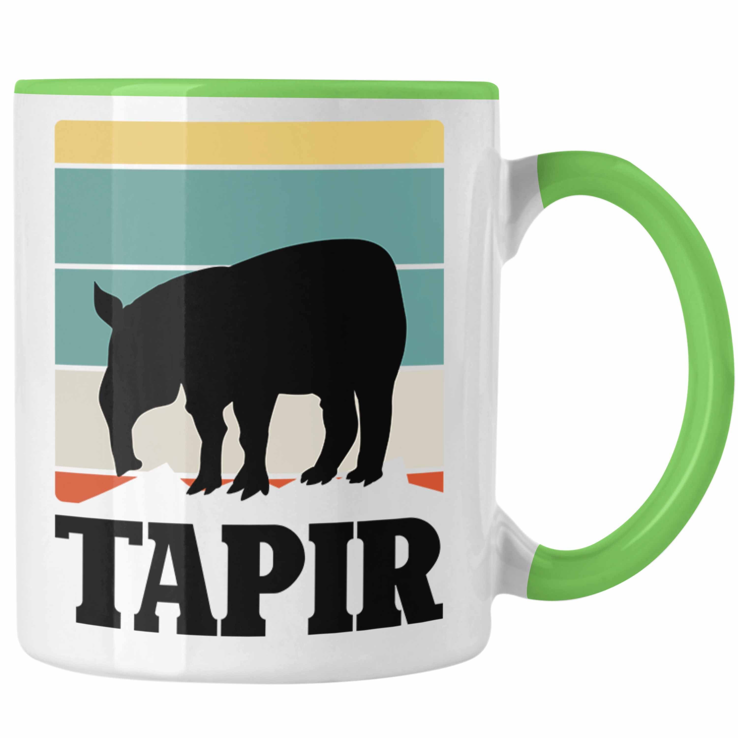 Trendation Tasse Lustige Tapir Tasse Geschenk Tapir Liebhaber Grafik Retro Grün