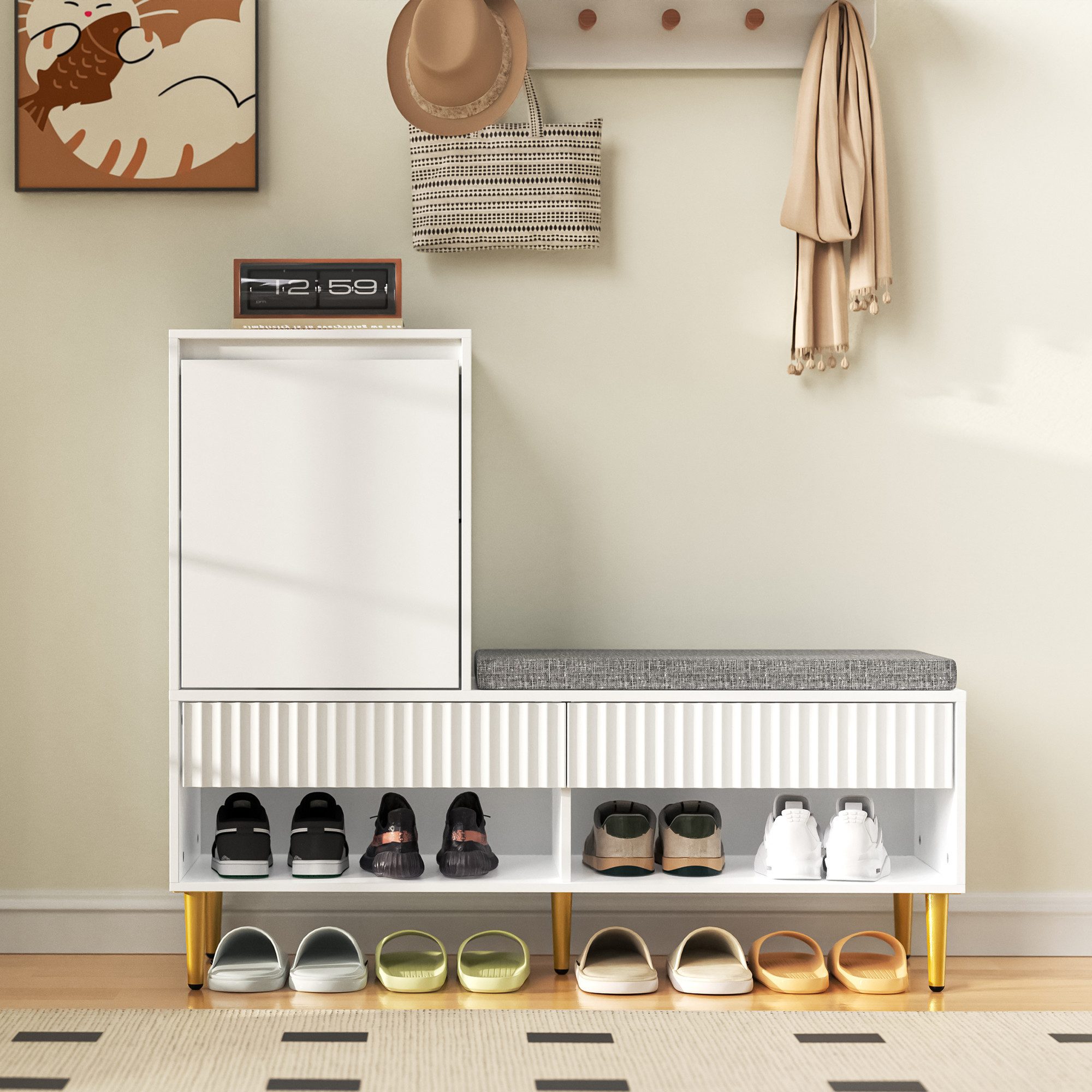 Flieks Schuhschrank Schuhkommode mit 2 Schubladen, 1 Türen und verstellbare günstig online kaufen