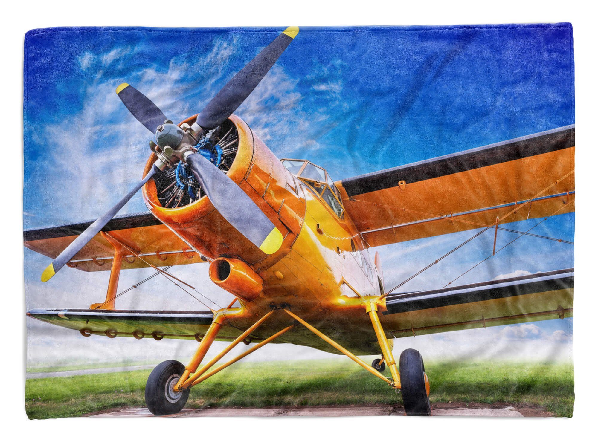 Handtücher Handtuch Strandhandtuch Saunatuch Kuscheldecke mit Fotomotiv Flugzeug Propeller, Baumwolle-Polyester-Mix (1-St), Handtuch