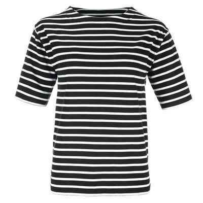 modAS Kurzarmshirt Bretonisches Damen-T-Shirt Ringelshirt U-Boot Ausschnitt aus Baumwolle