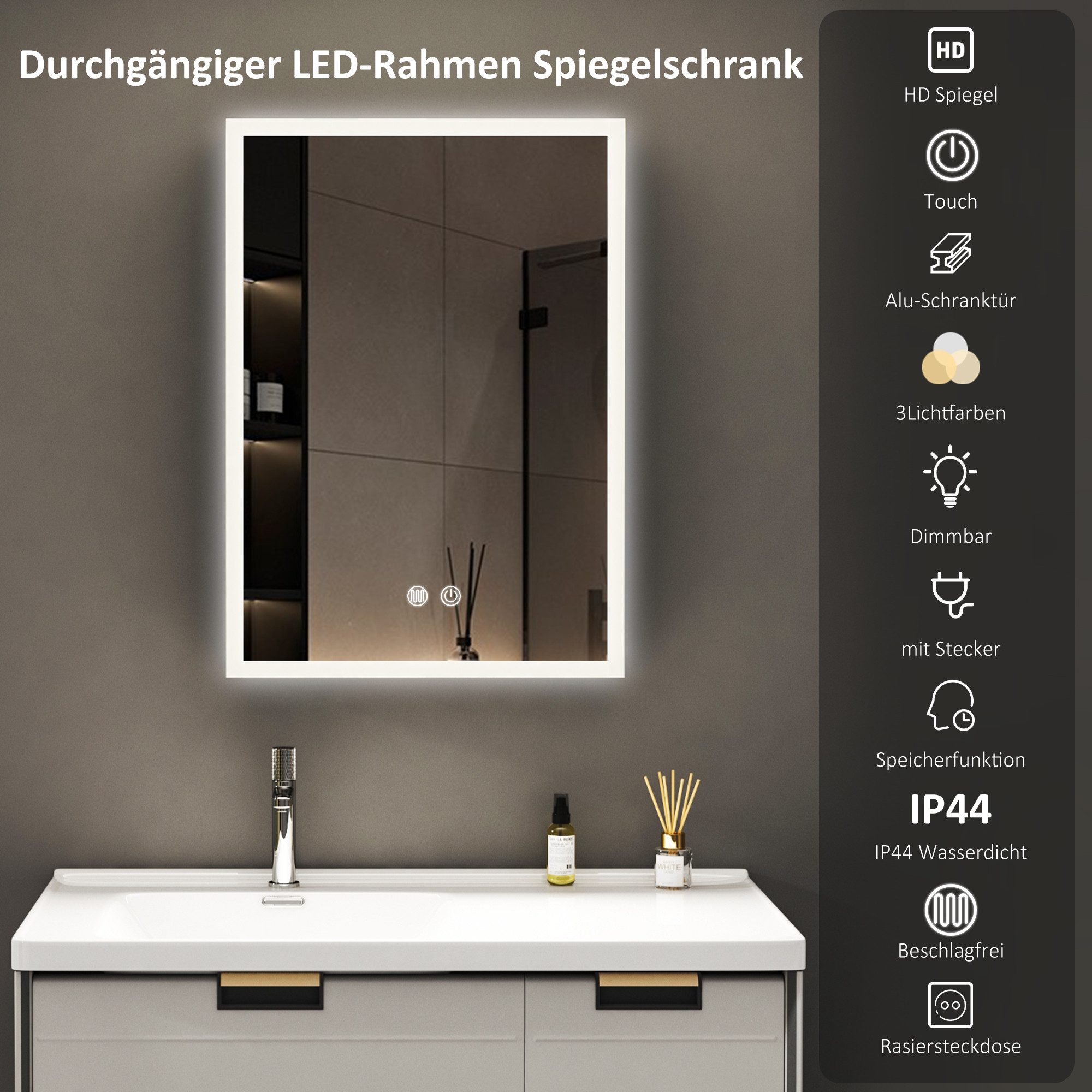 WDWRITTI Spiegelschrank Schwarz mit beleuchtung Hängeschrank günstig online kaufen