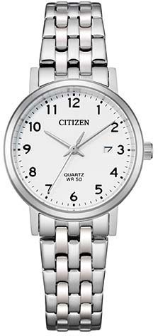 Citizen Quarzuhr EU6090-54A, Silberfarbenes Edelstahlgehäuse,  IP-beschichtet, Ø ca. 28mm