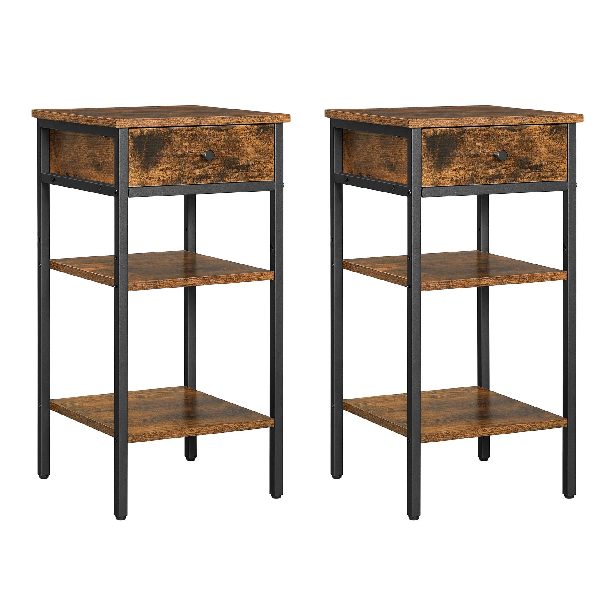 VASAGLE Nachttisch (2-St), mit einer Schublade und 2 Ablagen, Höhe 70 cm günstig online kaufen