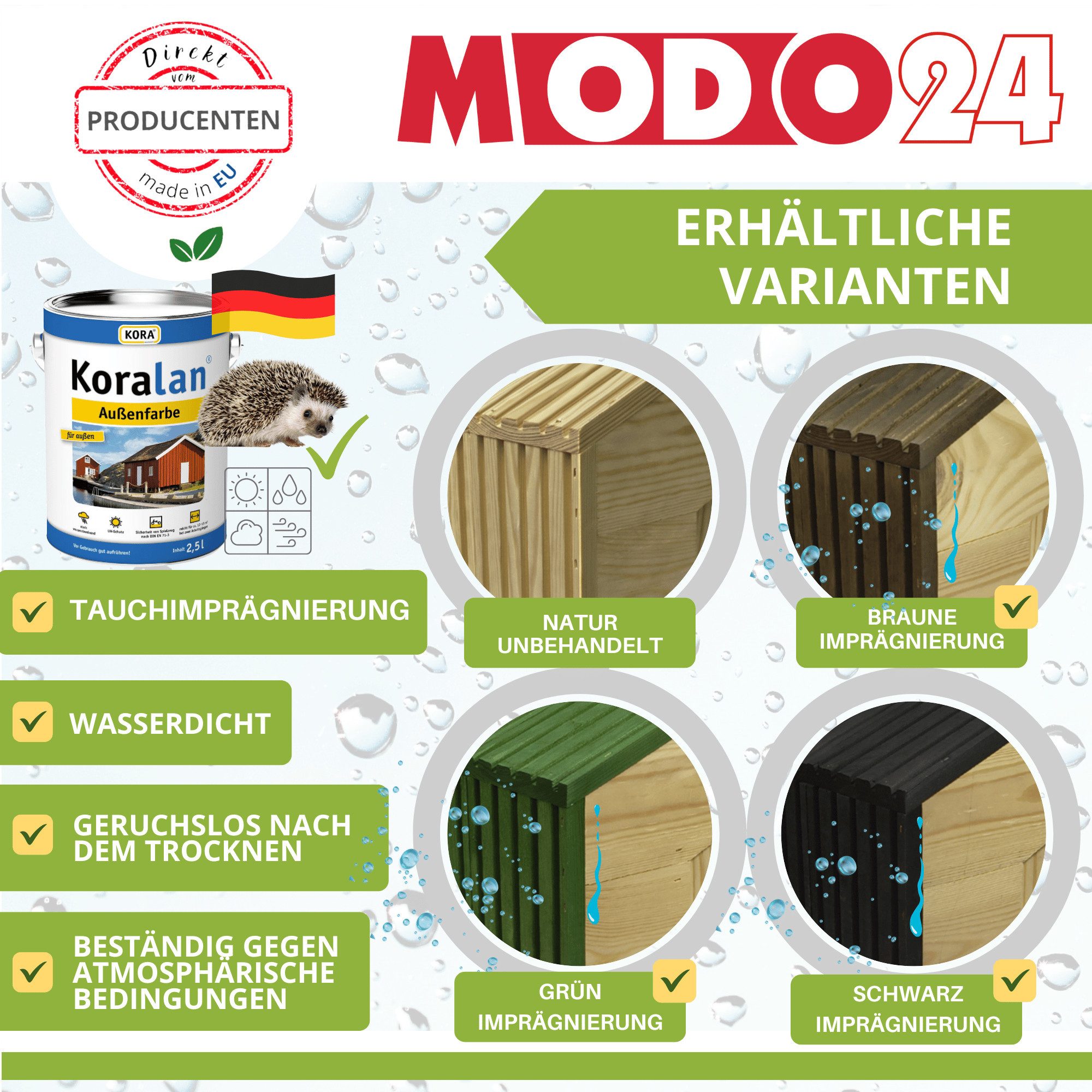 Modo24 Igelhaus mit Boden XXL Winterfest Igelhütte Labyrintheingang, 25x36x27 cm Bausatz Igelfutterhaus Winterschlaf & Nisthaus FSC Holz