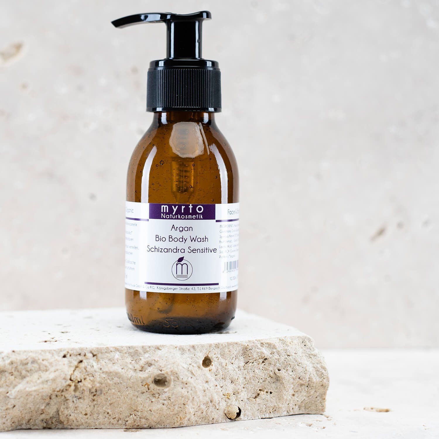 myrto Naturkosmetik Duschgel Argan Body Wash Schizandra Sensitive - ohne Duftstoffe, 3-in-1 Produkt, Duschgel, Shampoo, Rasiergel, ohne Duftstoffe
