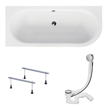 KOLMAN Badewanne Eckbadewanne Avita 150x75, (Links/Rechts), Acrylschürze Styroporverkleidung, Ablauf VIEGA & Füße GRATIS