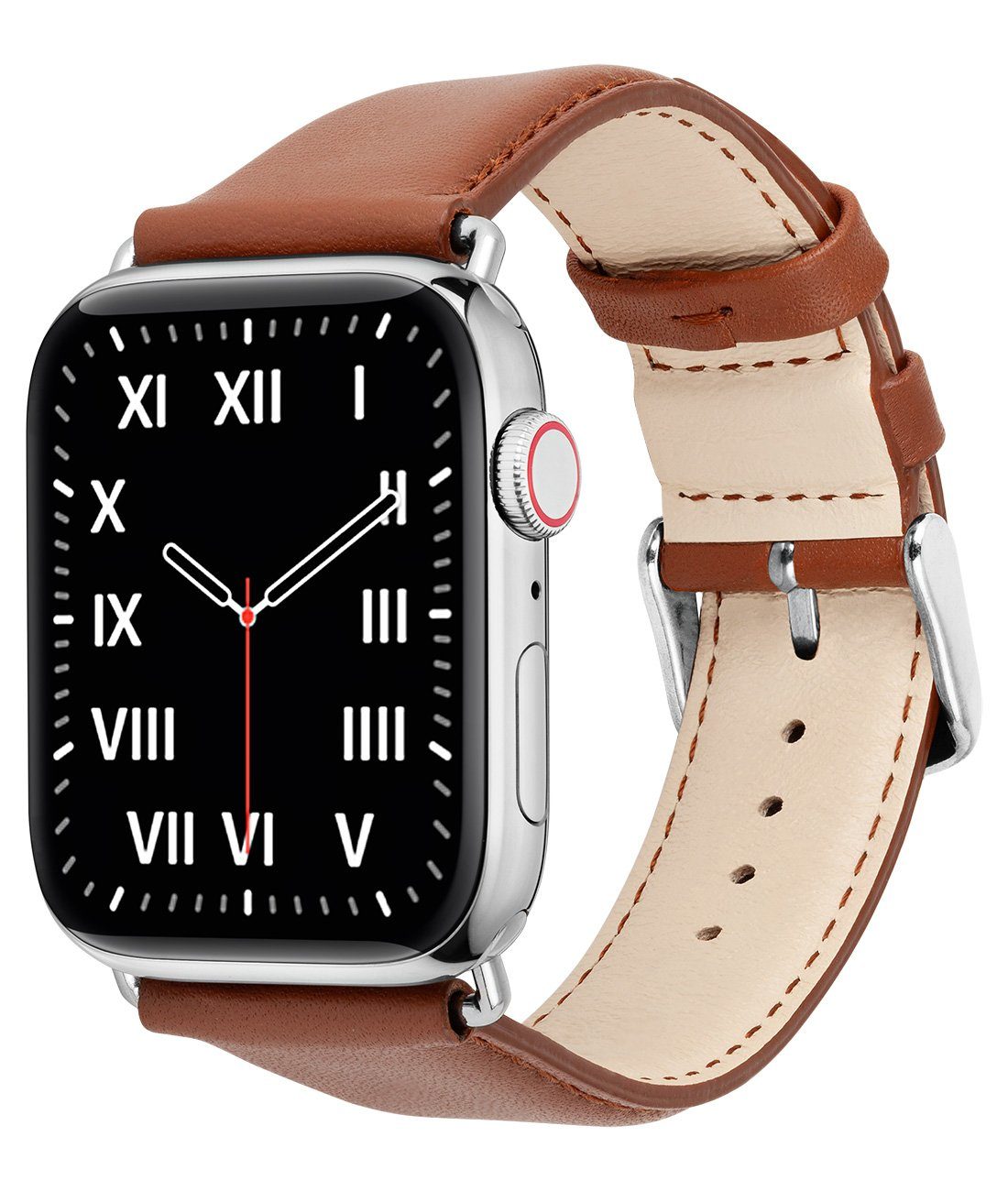WIIUKA Smartwatch-Armband tiime Armband Leder für die Apple Watch 1-8, SE, Ultra Lederarmband Handgefertigt - Deutsches Leder, Premium Qualität mehr