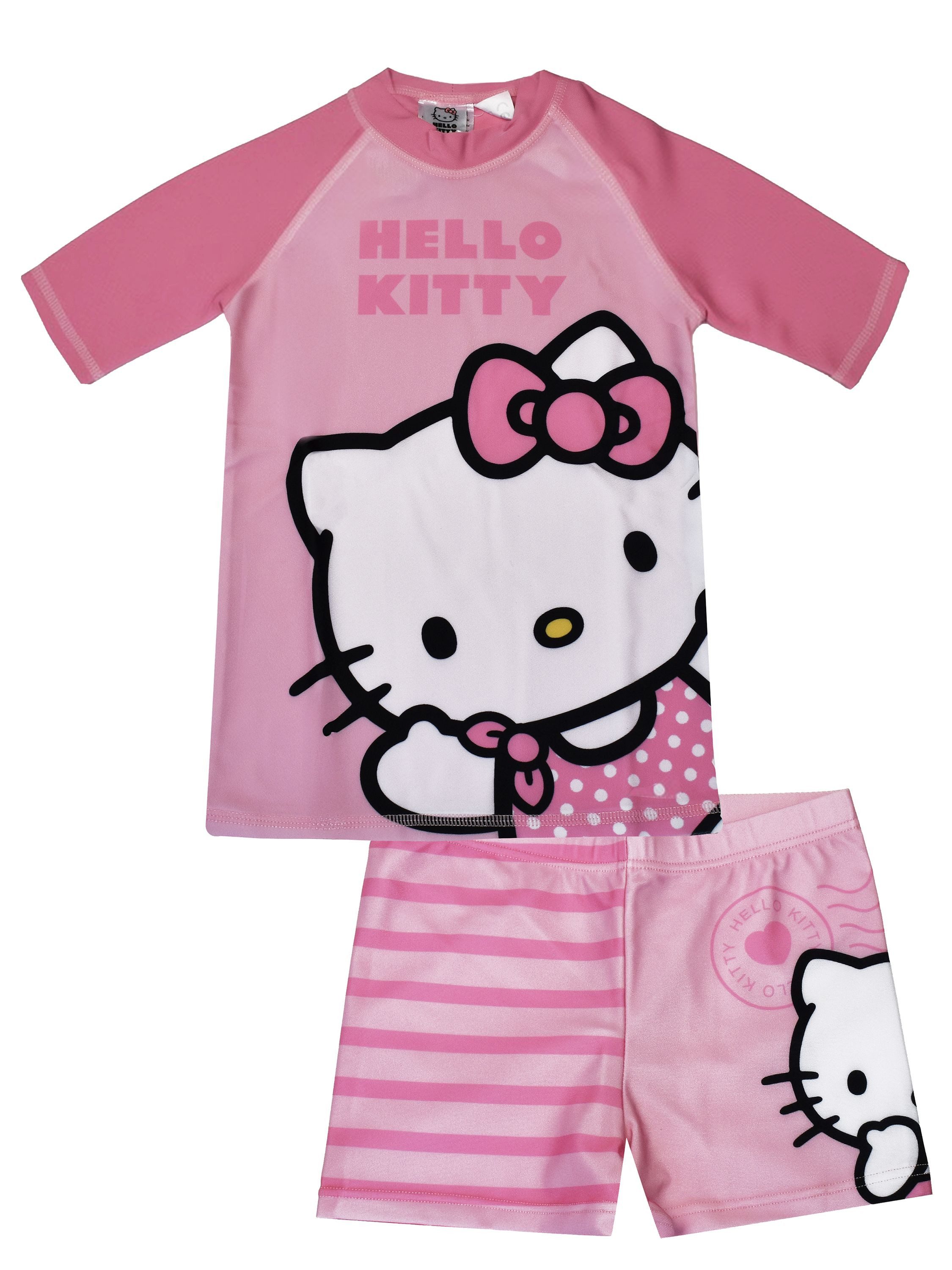 United Labels® Badeanzug Hello Kitty Schwimmset UV-Schutz 30 Badeanzug Shirt Hose Zweiteiler