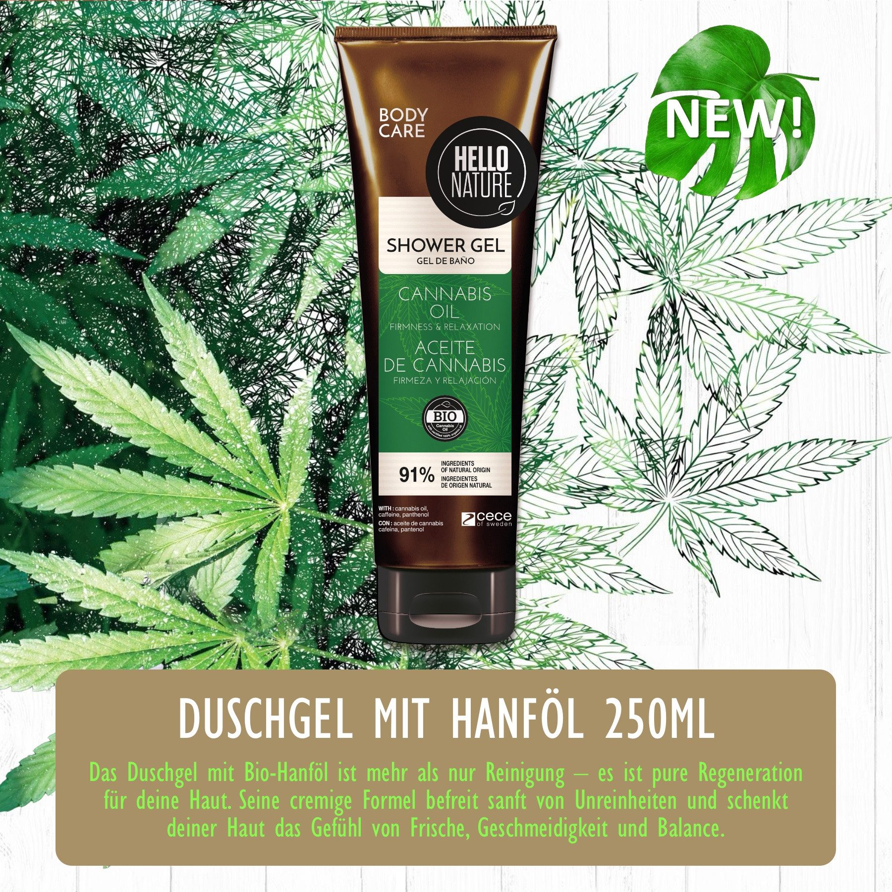 P-Beauty Cosmetic Accessories Duschgel Duschbad Herren Damen Hanf Cannabis Shower Gel Bio Vegan, 1-tlg., Hanföl, Duschgel, Körperpflege