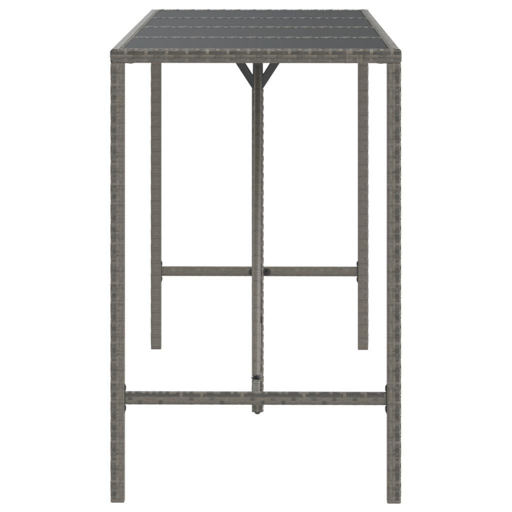 vidaXL Gartentisch Bartisch mit Glasplatte Grau 180x70x110 cm Poly Rattan (1-St)