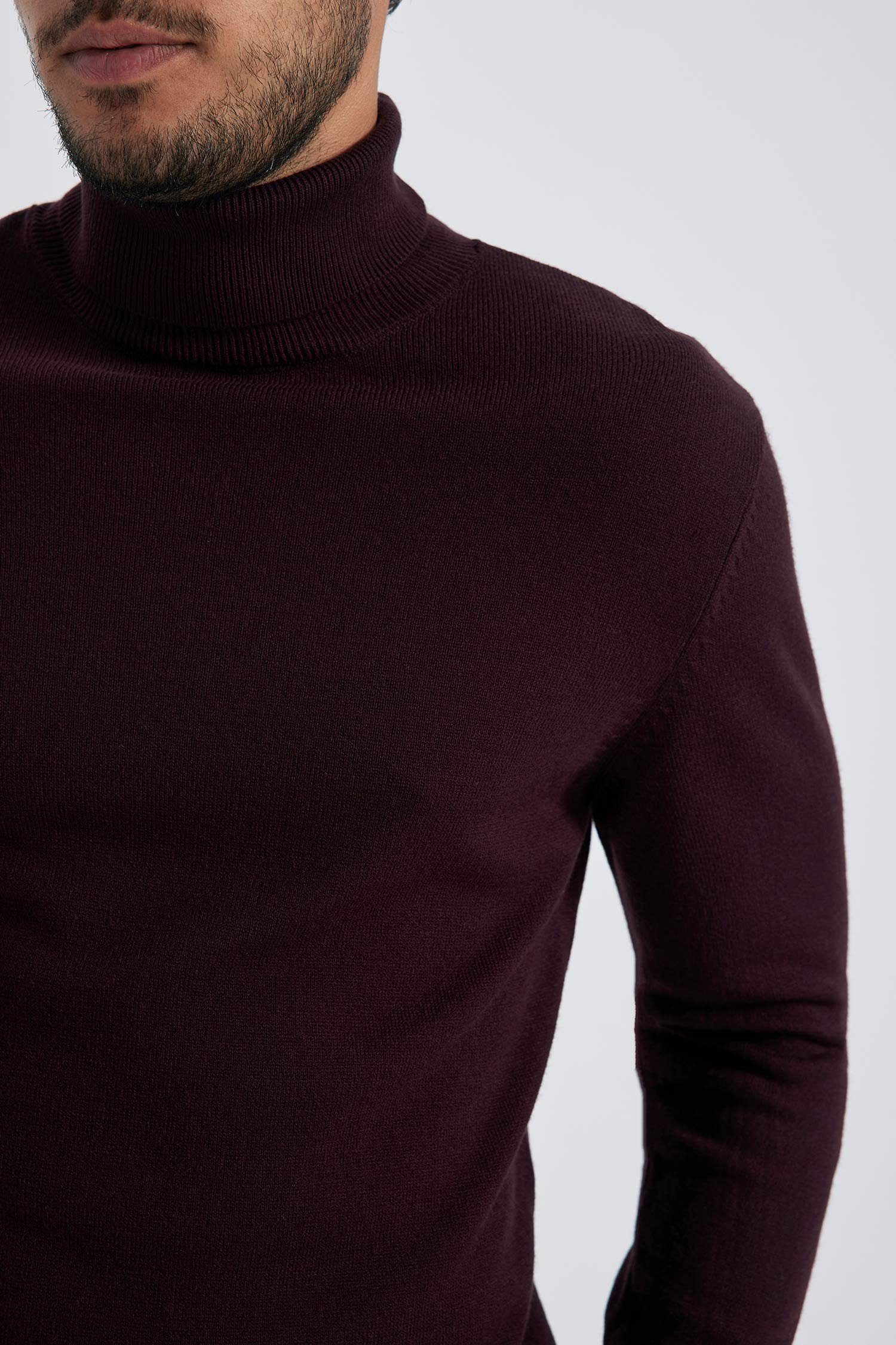 Herren Rollkragenpullover DeFacto Bordeaux FIT Rollkragenpullover SLIM