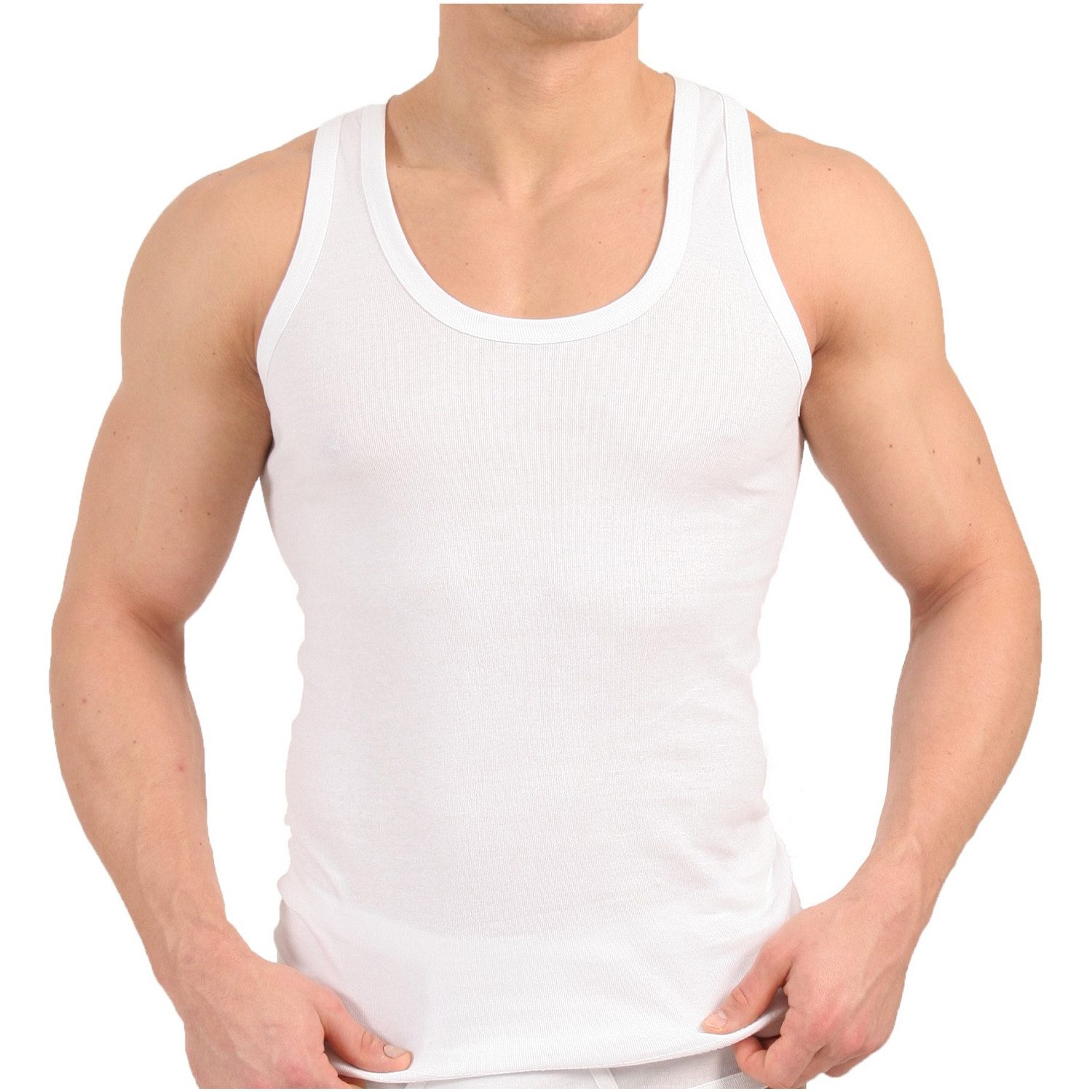 Achselhemd Herren Baumwoll Unterhemd Classic (6er Pack) Feinripp oder Doppelripp