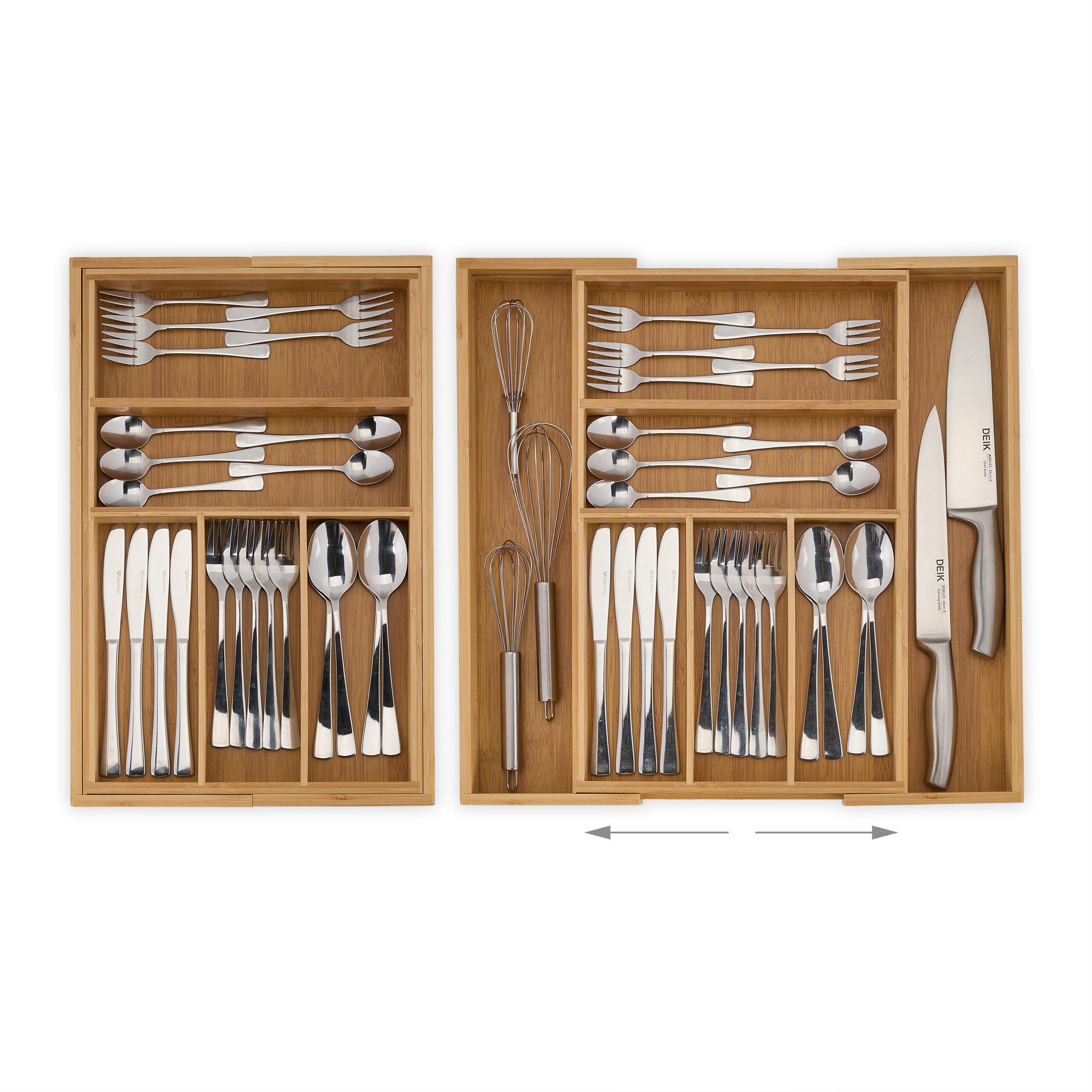 relaxdays Besteckkasten Bambus Besteckkasten ausziehbar M