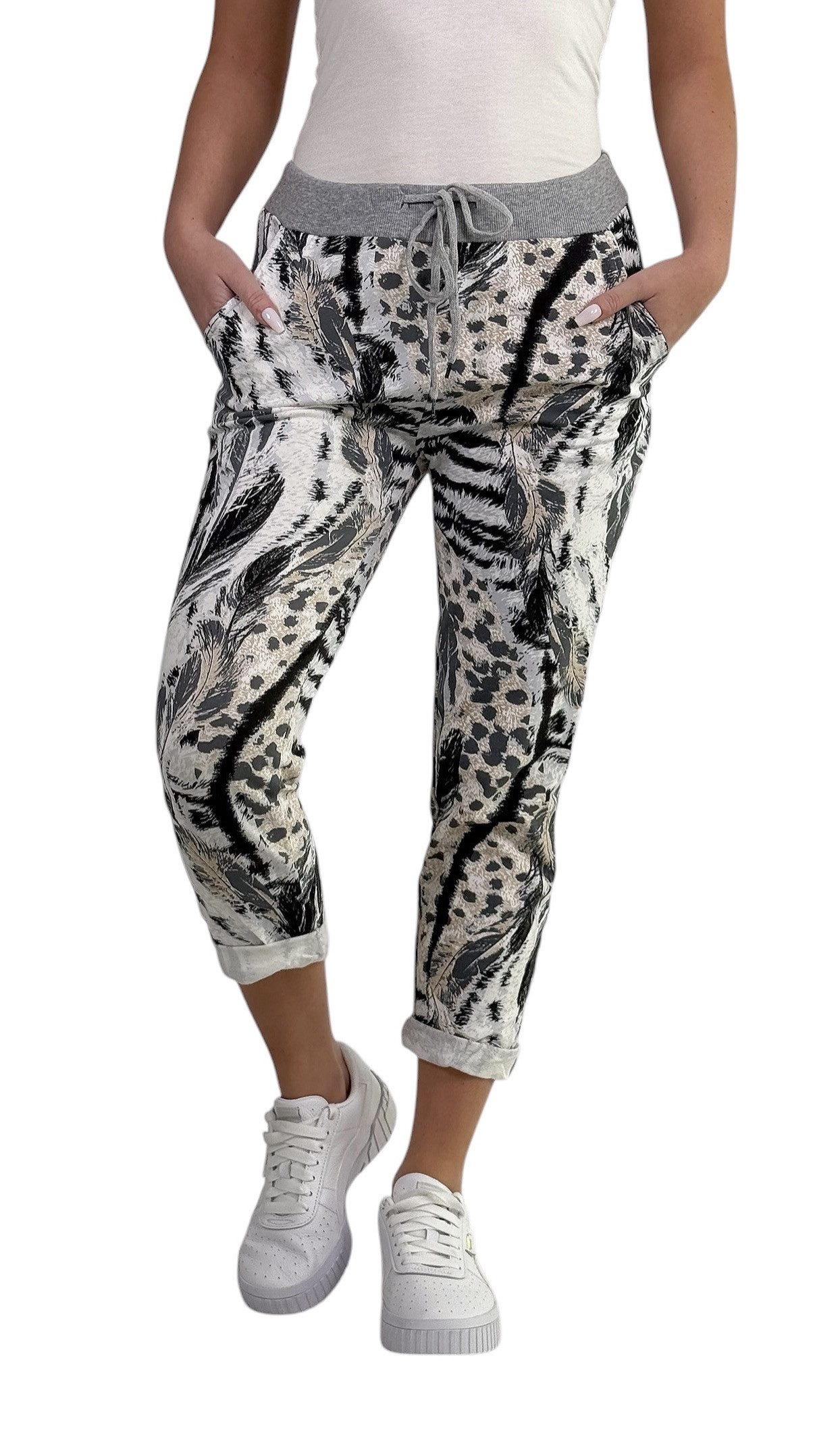 Mississhop Chinohose Damen Hose Blumen Jogginghose Baumwolle gemustert M. 2 günstig online kaufen