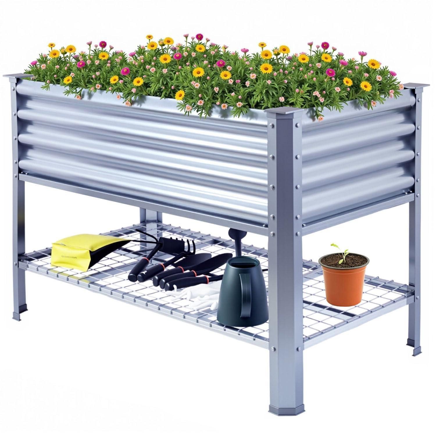 LuxusKollektion Hochbeet Hochbeet Metall 120x60x80 cm mit Ablage (1 St)