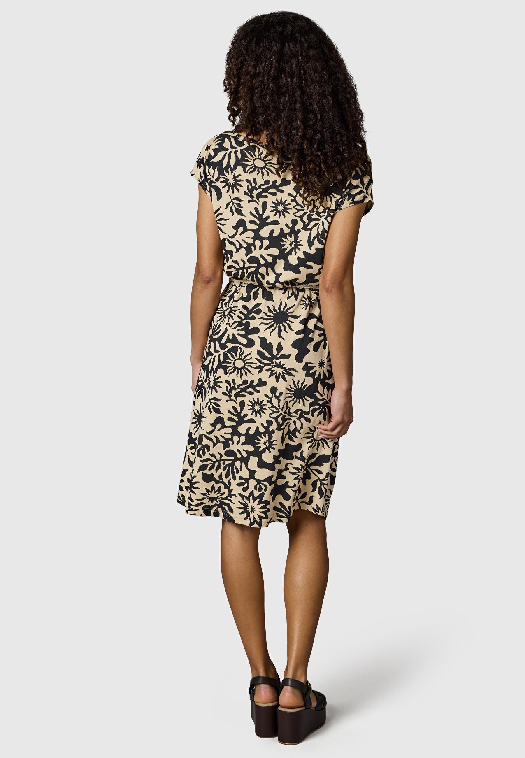Ragwear Shirtkleid Lilithe YOUMODO Sommerkleid mit Alloverprint und Flechtgürtel