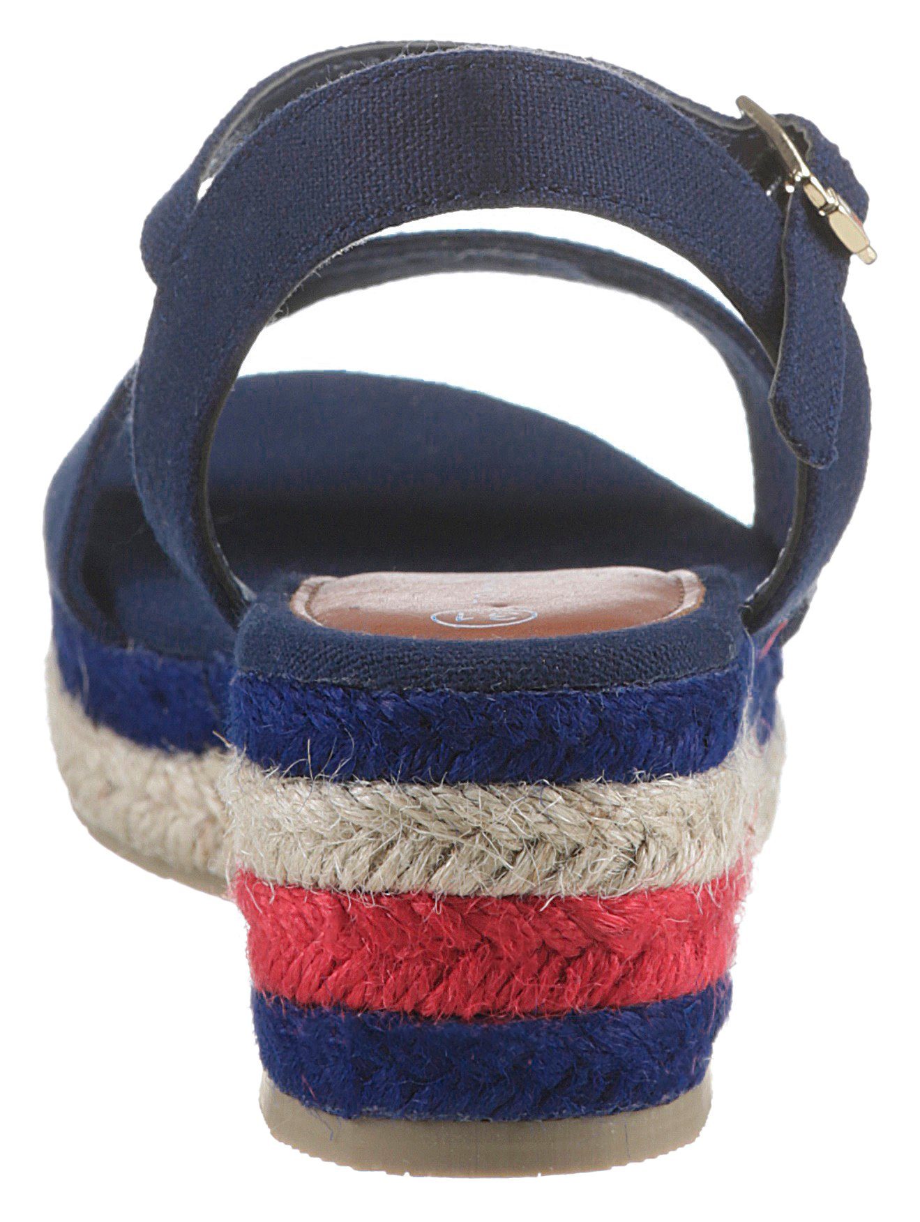 Keilsandalette mit farbigem Hilfiger navy-kombiniert Juteabsatz ROPE Tommy WEDGE SANDAL