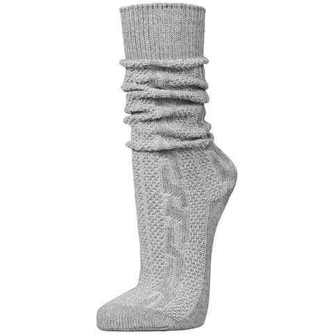 PAULGOS Trachtensocken Trachtenstrümpfe Socken Kniestrümpfe mit Zopfmuster