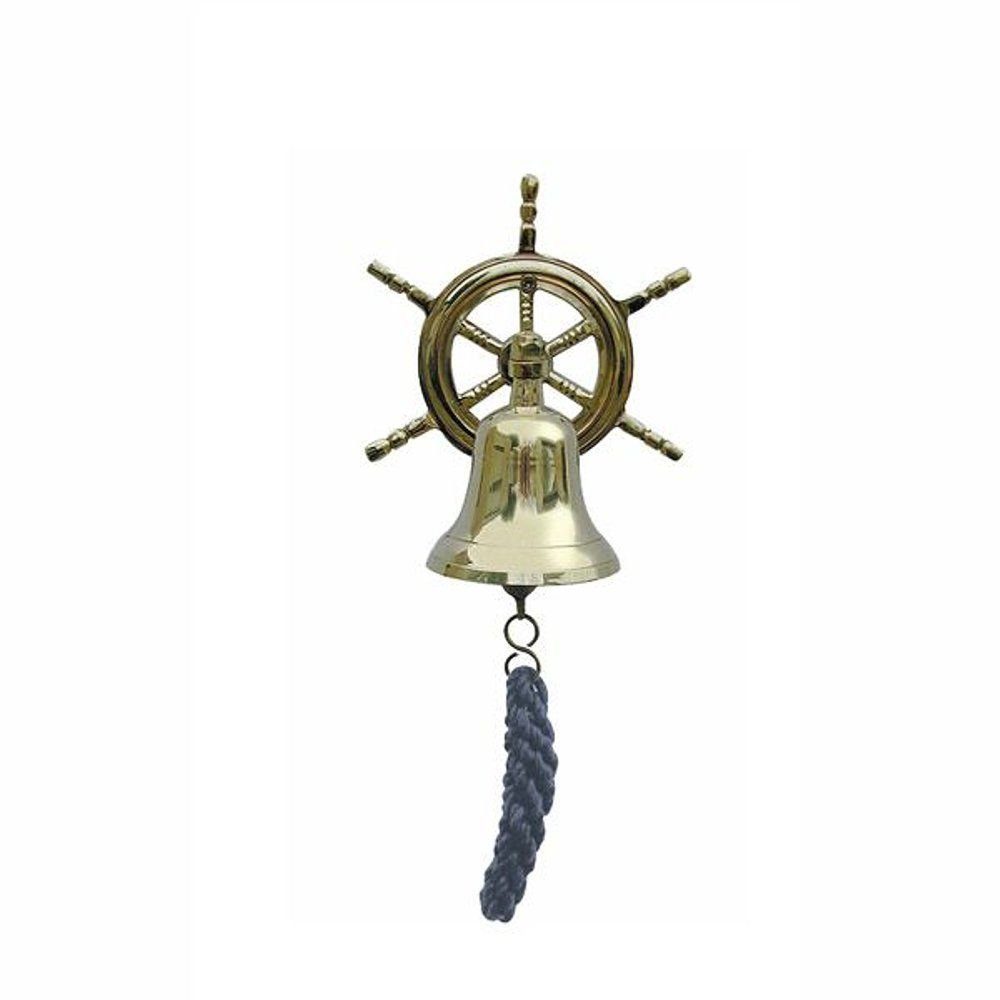 Linoows Dekoobjekt Schiffsglocke, Glocke, Steuerrad Wandglocke 7,5 cm (1x), Mittelschwere Sorte