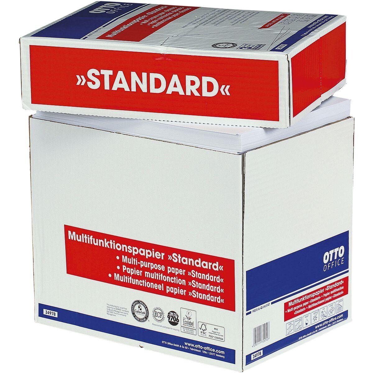 Otto Office Druckerpapier Standard, Format DIN A4, 80 g/m², 161 CIE, 2500 Blatt
