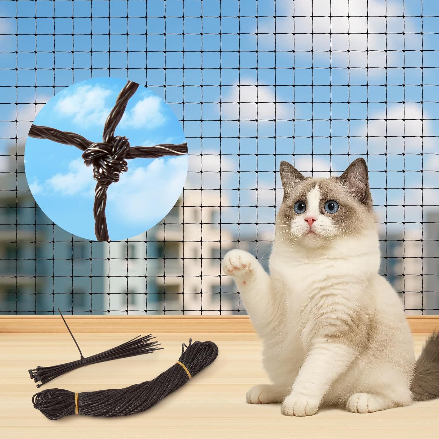 Youyijia Schutznetz Katzennetz Balkon, drahtverstärkt, schwarz