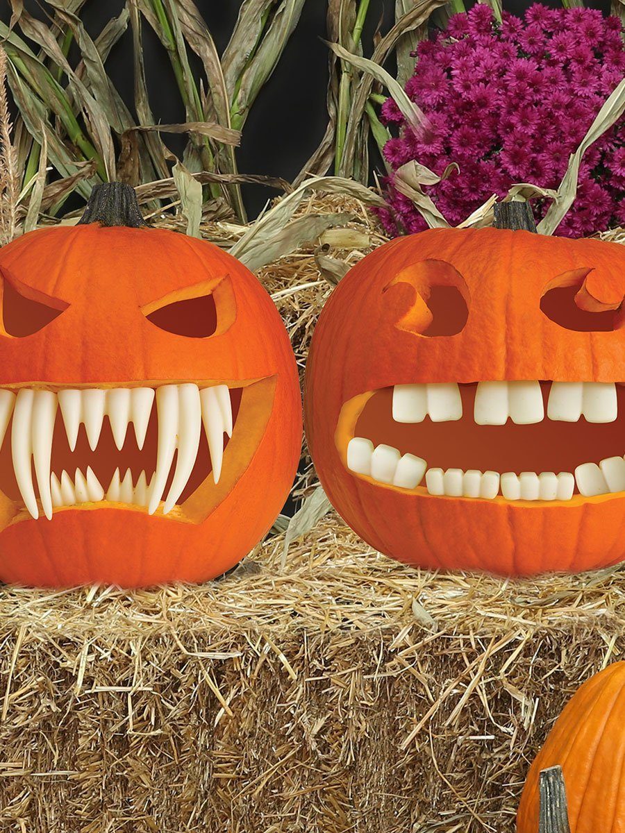 Fun World Dekoobjekt Schneidezähne für Kürbisse Halloween Deko Outdoor