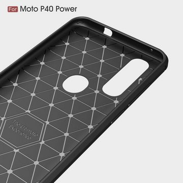 König Design Handyhülle Motorola One Action, Motorola One Action Handyhülle Carbon Optik Backcover Grau