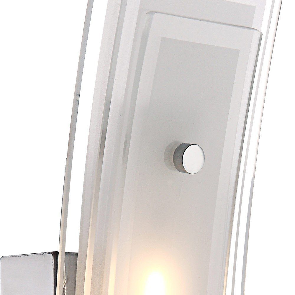 verbaut, fest Chrom LED Deckenlampe Deckenleuchte, LED Deckenleuchte L Warmweiß, Wand- Wohnzimmer cm LED-Leuchtmittel Glas etc-shop 42
