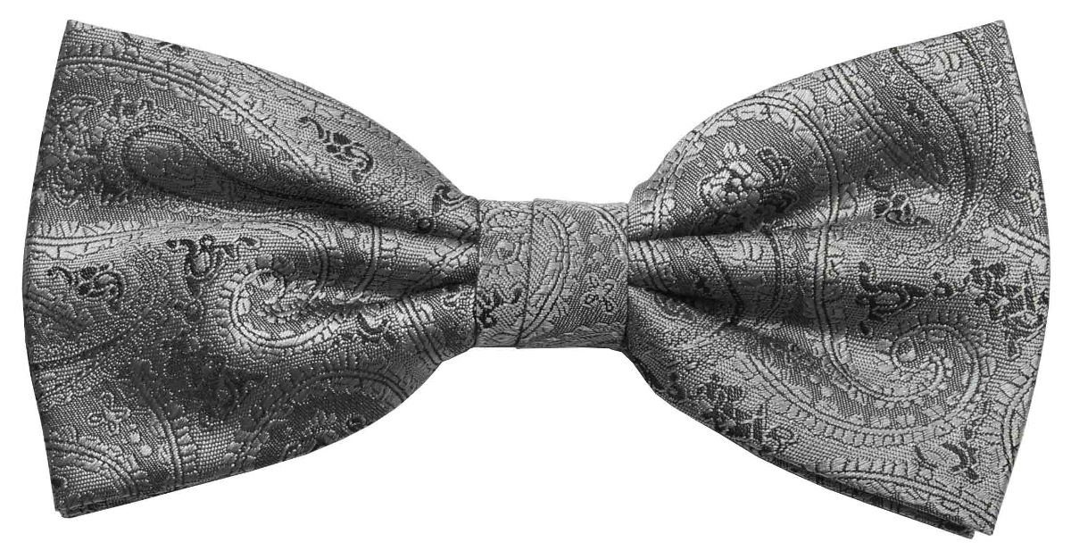 Fliege Herren Schleife modern elegant festlich dunkelgrau paisley Hochzeit