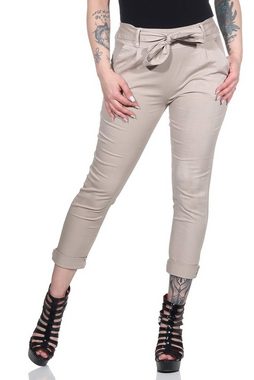 Mississhop Chinohose Damen Hose Baumwolle Hose mit Schleife M.364