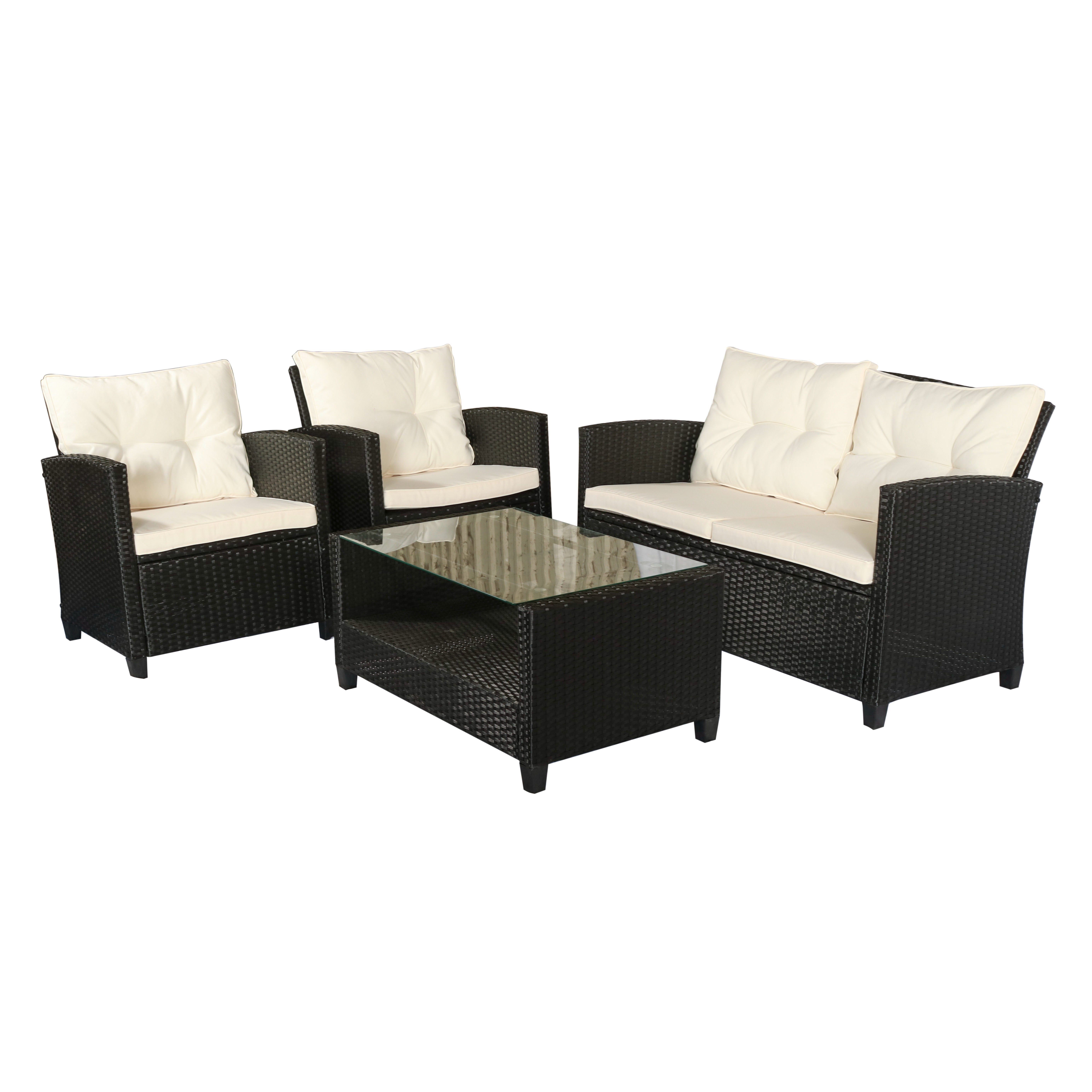 Outsunny Sitzgruppe Polyrattan Sitzgarnitur 4 TLG., günstig online kaufen