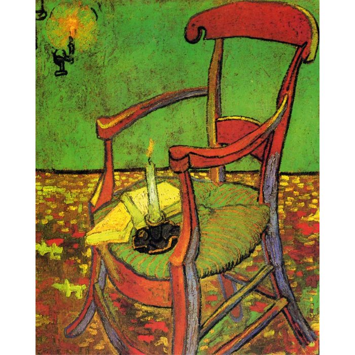 1art1 Kunstdruck Vincent Van Gogh - Der Stuhl Gauguins In Arles Mit Büchern Und Kerze 1888
