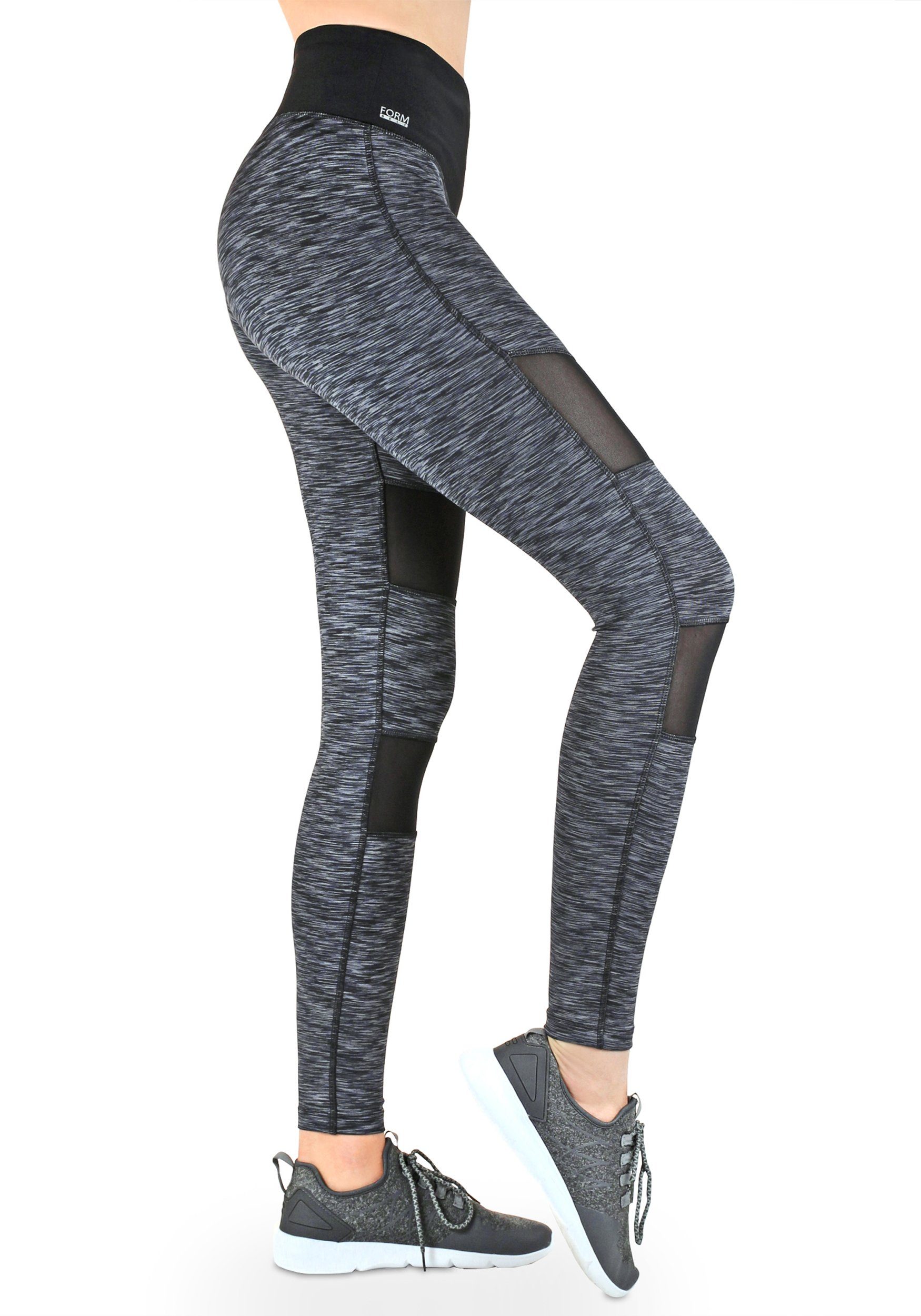 Formbelt Laufhose Damen High Waist Sportleggings mit Handytasche & Mesh, schnell trocken Damen High Waist Leggings blickdicht, atmungsaktiv & 4-Wege-Stretch