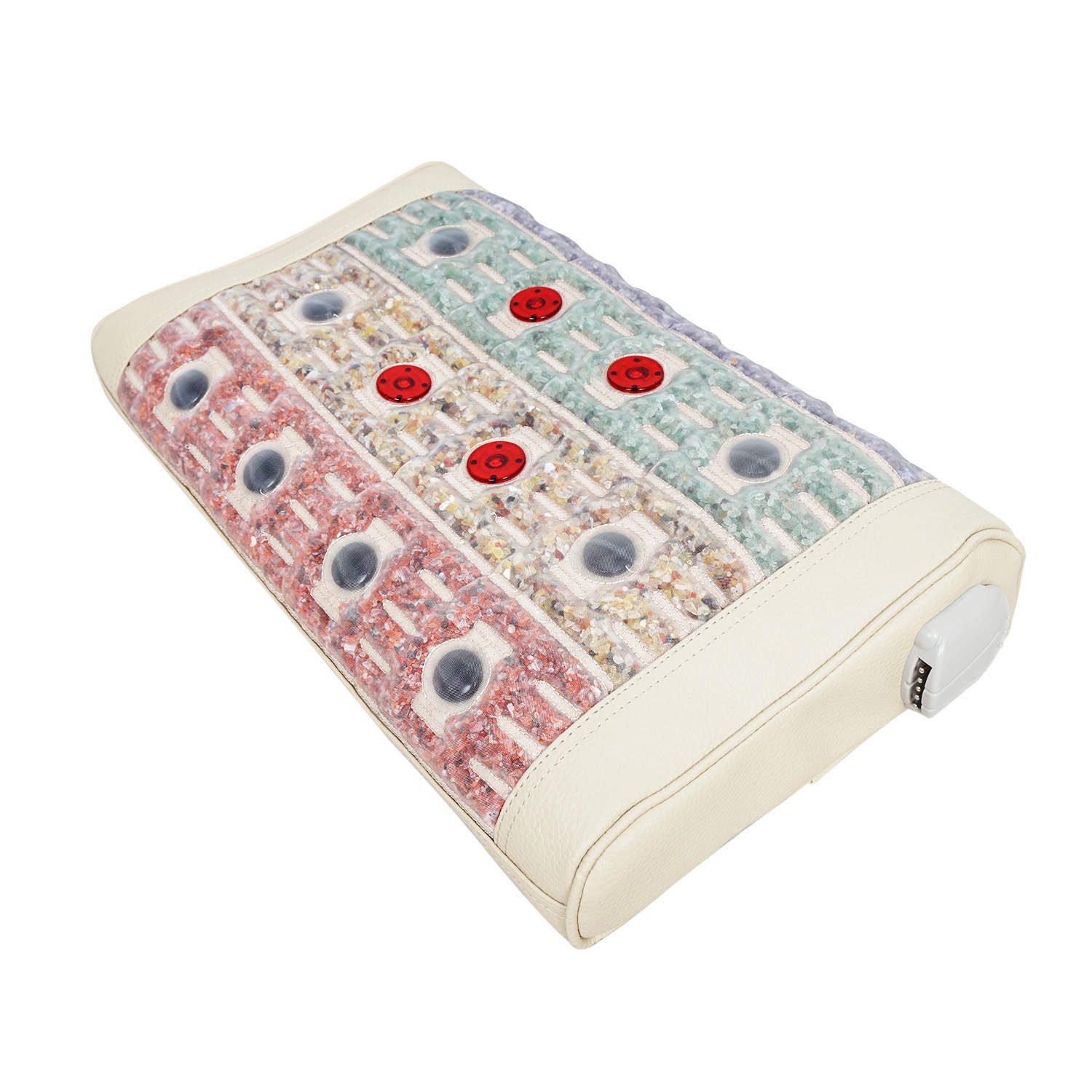 pb Energy Mat Gesundheitskissen pb Energy Mat Premium Kristallkissen mit Ferninfrarot Tiefenwärme, Füllung: Strapazierfähiges Leder & PP Mesh, (FIR), B-förmige Kissen, 100% natürliche Edelsteine Kristalle, Biophotonen-Licht, Negativ Ionen, Schumann-Resonanz, heiße Natursteine, bequemen Schlaf, Entspannung, Halswirbel Gesundheit, Stress lindern