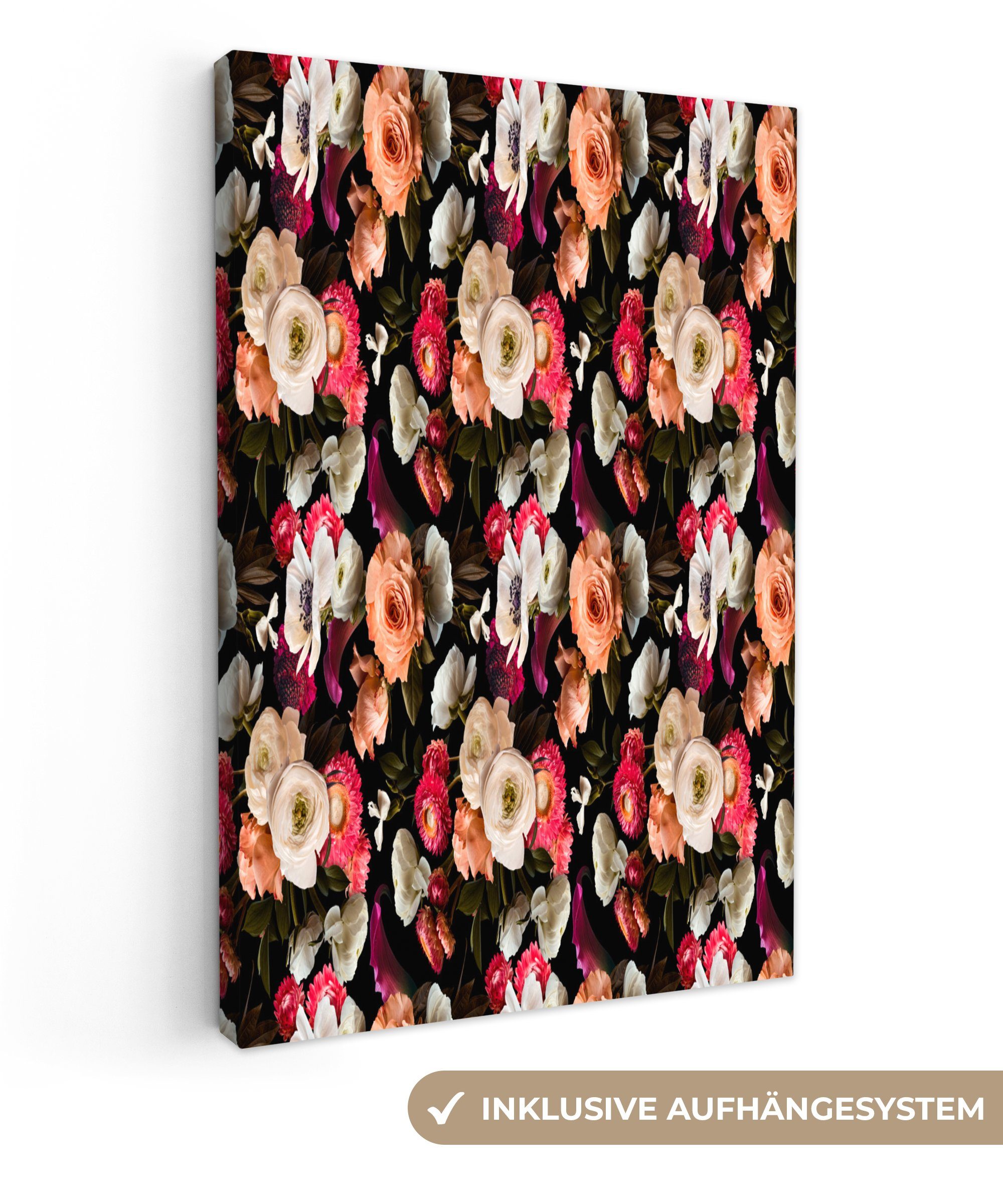 - St), OneMillionCanvasses® Blumen (1 bespannt inkl. cm - fertig Gemälde, Leinwandbild Leinwandbild Zackenaufhänger, Farbe Muster, 20x30