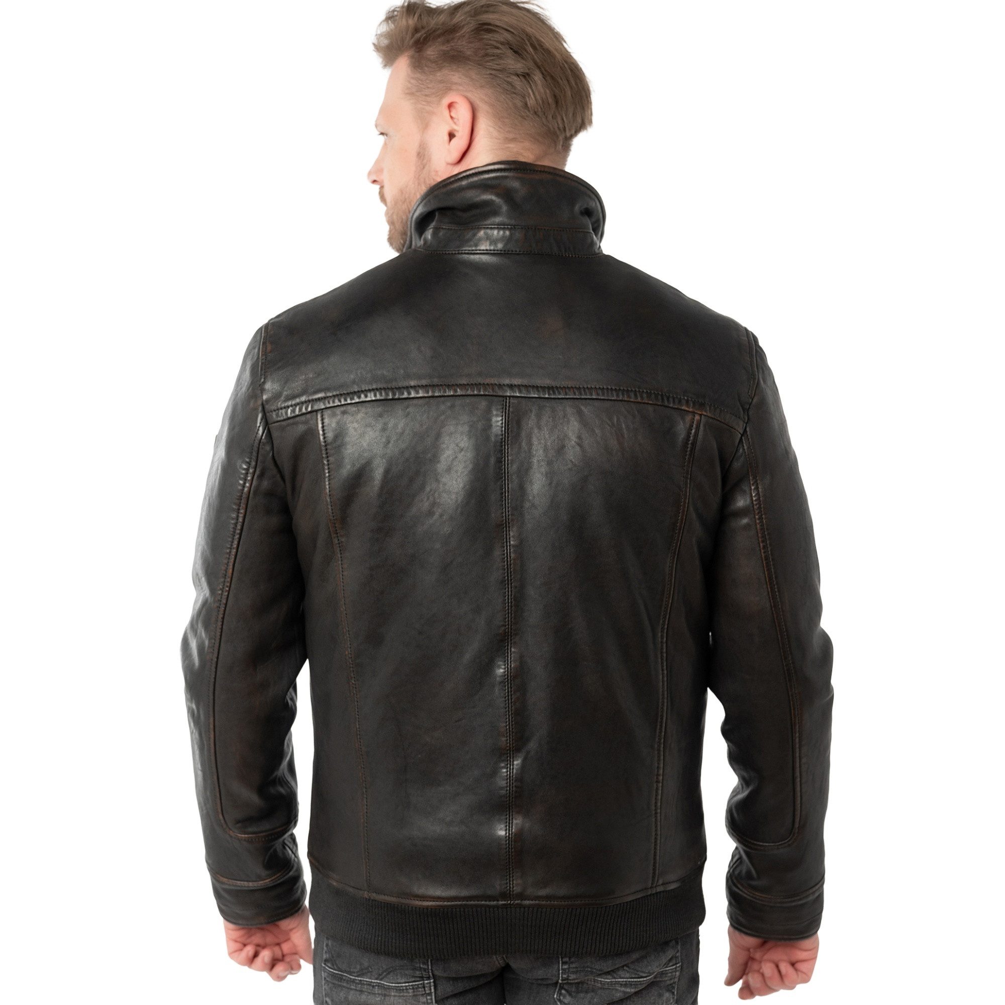 Mauritius Lederjacke 1201-0769 Mauritius - Herren Lederjacke Lammnappa schwarz antik