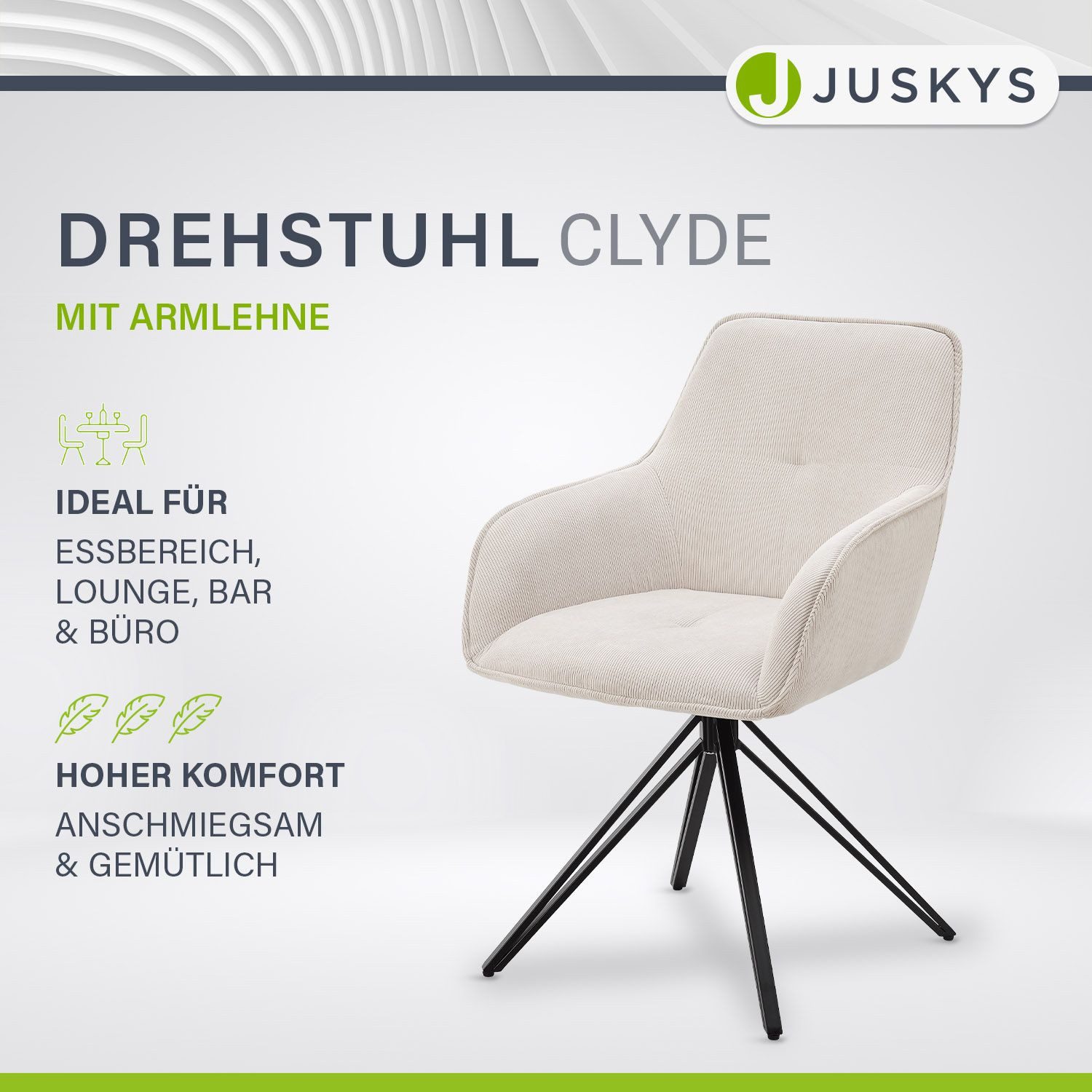 Juskys Esszimmerstuhl Clyde, modern, Stoff Bezug, günstig online kaufen