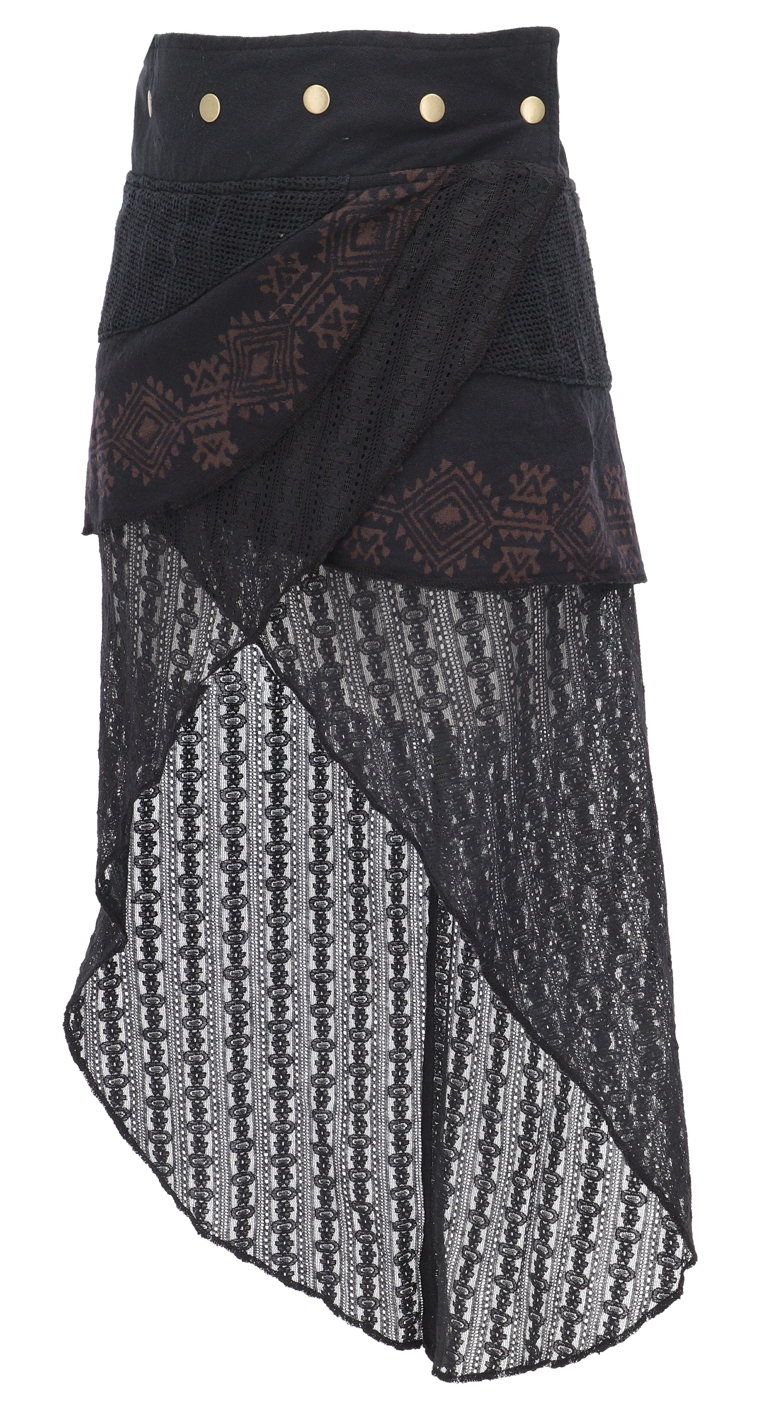 Guru-Shop Minirock Psytrance Goa Pixi Lagenrock, Wickelrock mit.. alternative Bekleidung