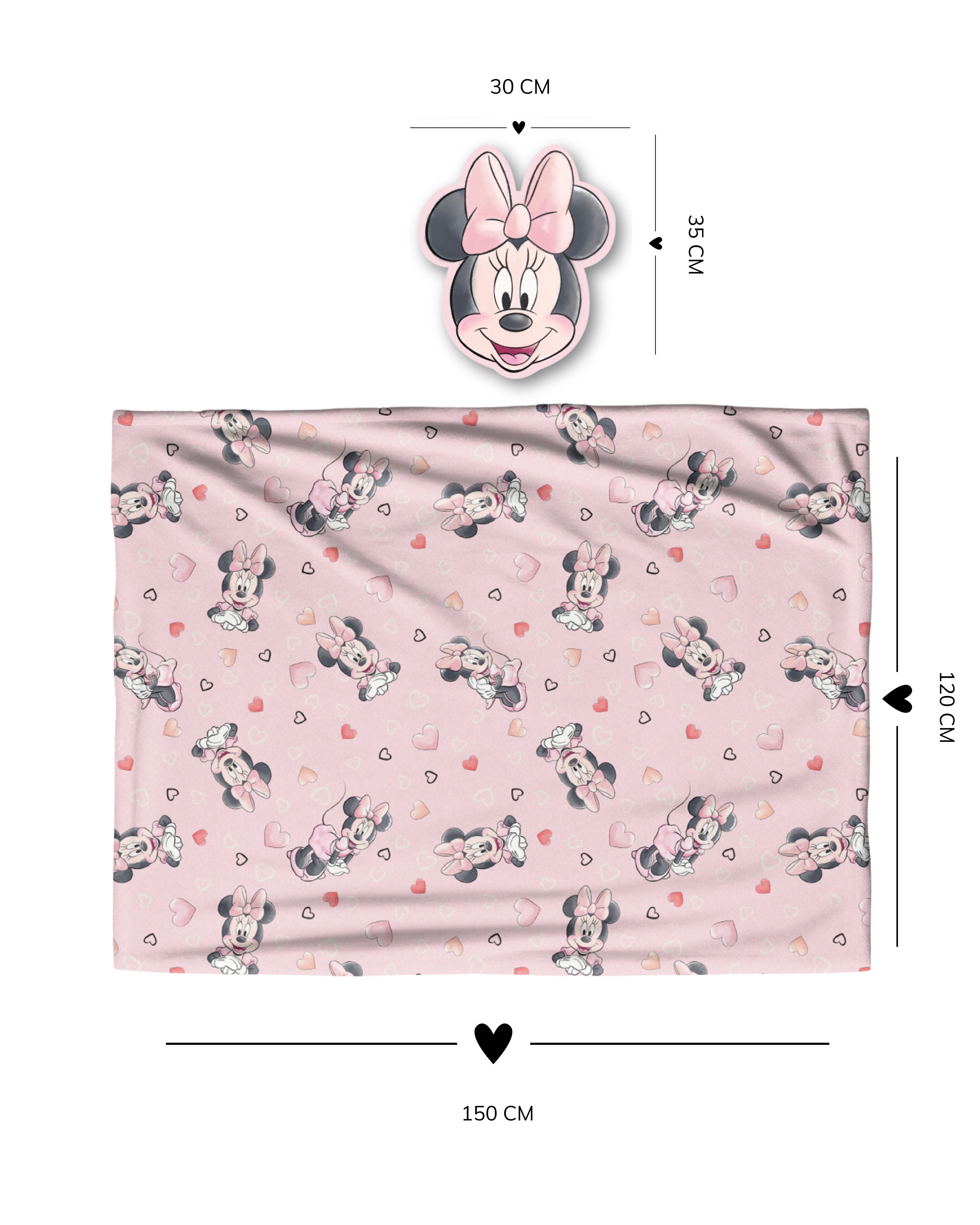 Kinderdecke Minnie Maus Kuschelset, Decke und Kissen, Disney, MTOnlinehandel, Geschenkidee für Mädchen, rosa – Bild 4 von 5