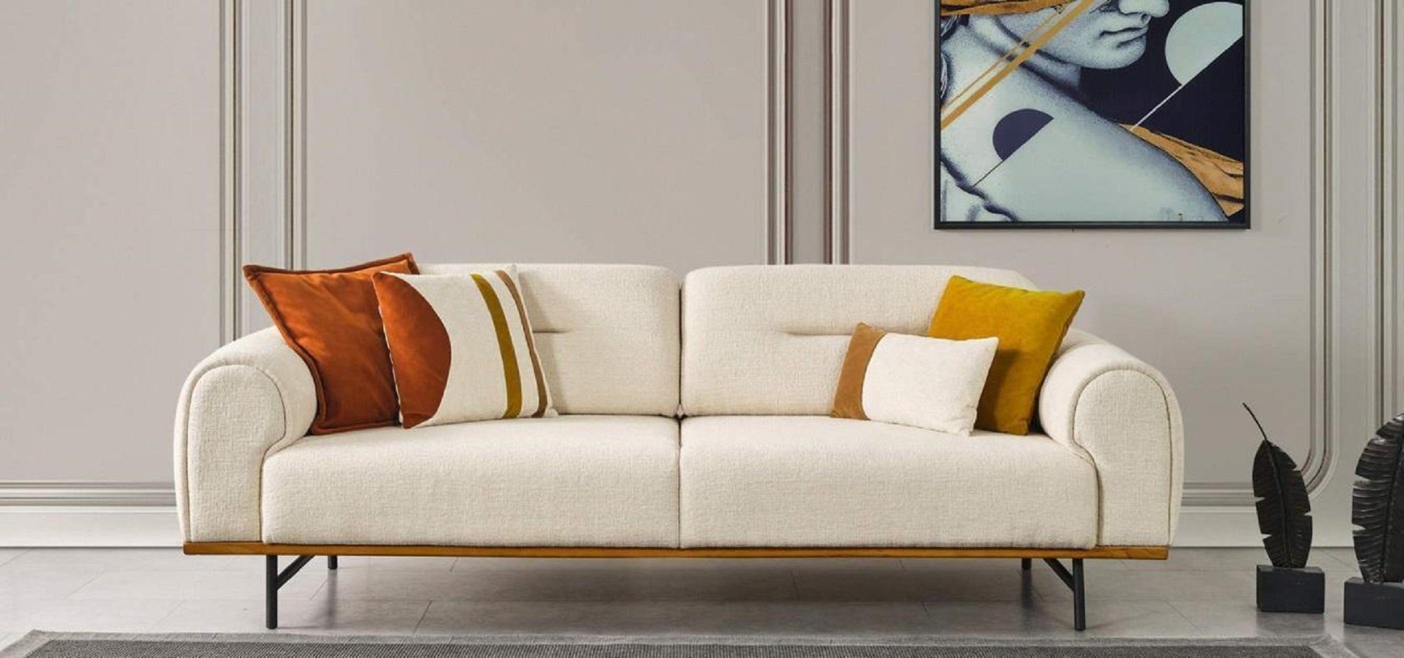 Beige Couchen, in Design JVmoebel Möbel Made Sofa Teile, 3 Modern 1 in 3-Sitzer Europe Wohnzimmer Luxus Sitzer