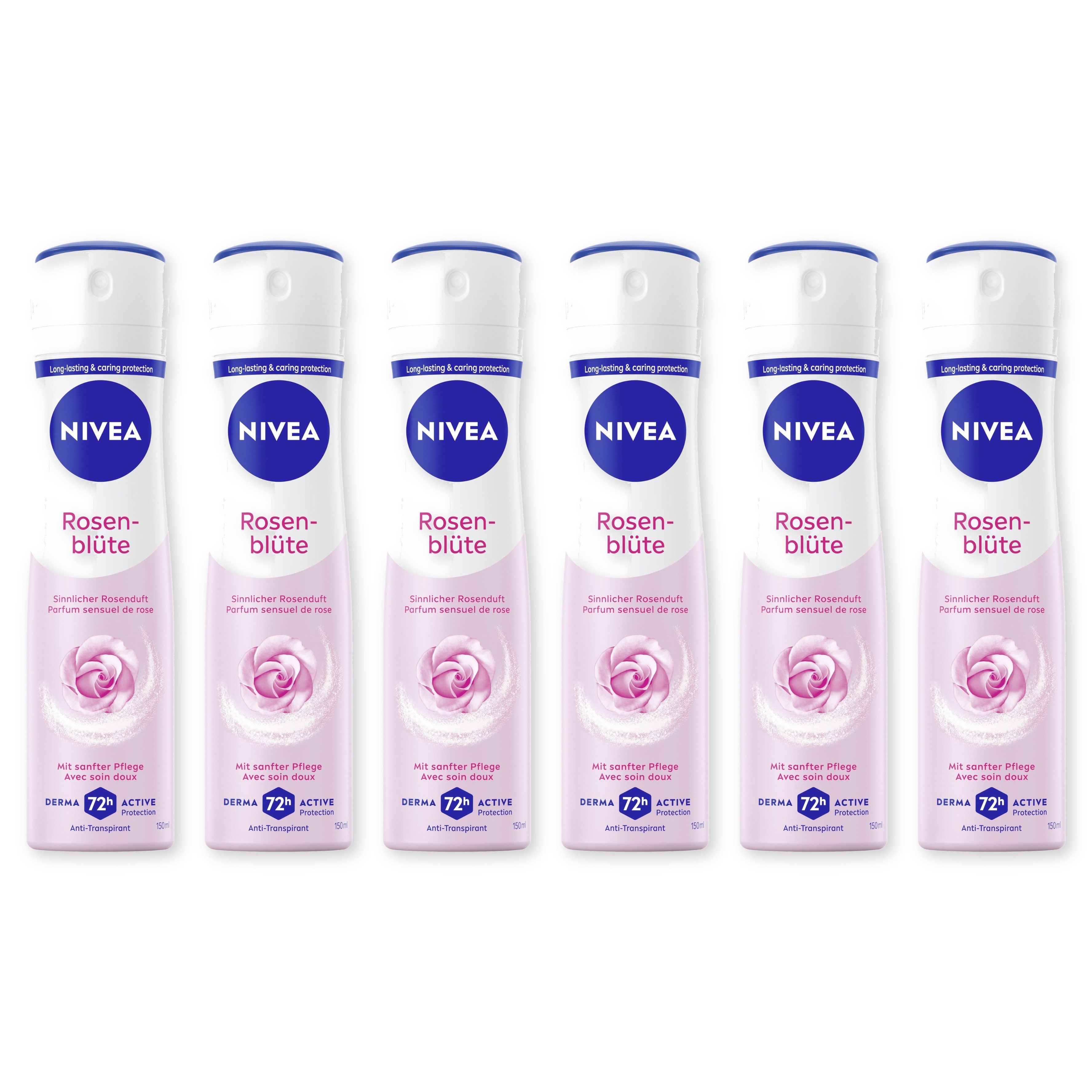 Nivea Deo-Spray Deodorant Rosenblüte Deo Spray 6 x 150ml, 6-tlg.